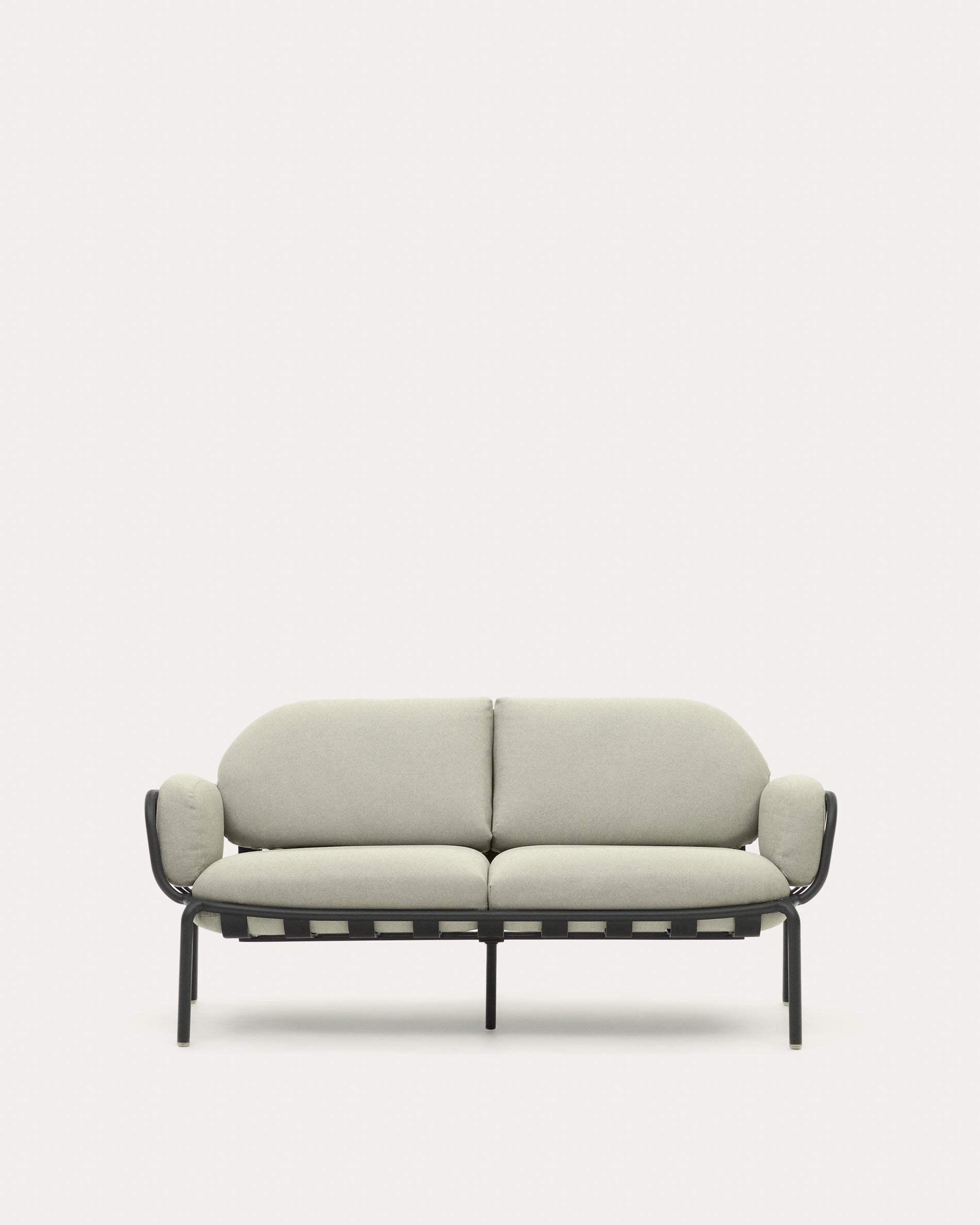 Joncols outdoor 2-seater sofa with beige upholstery and aluminium with grey painted finish 164cm - Product View