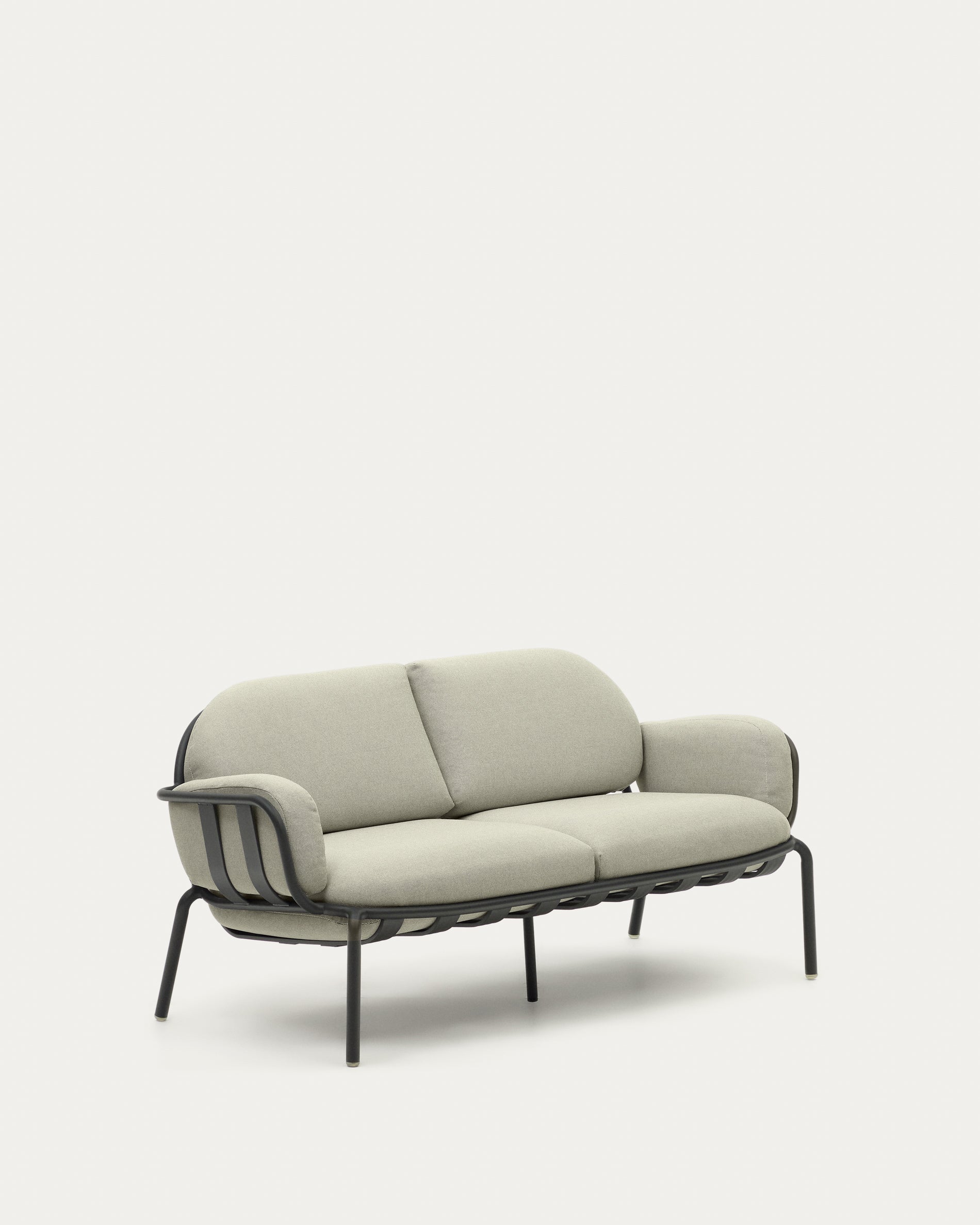 Joncols outdoor 2-seater sofa with beige upholstery and aluminium with grey painted finish 164cm - Product View