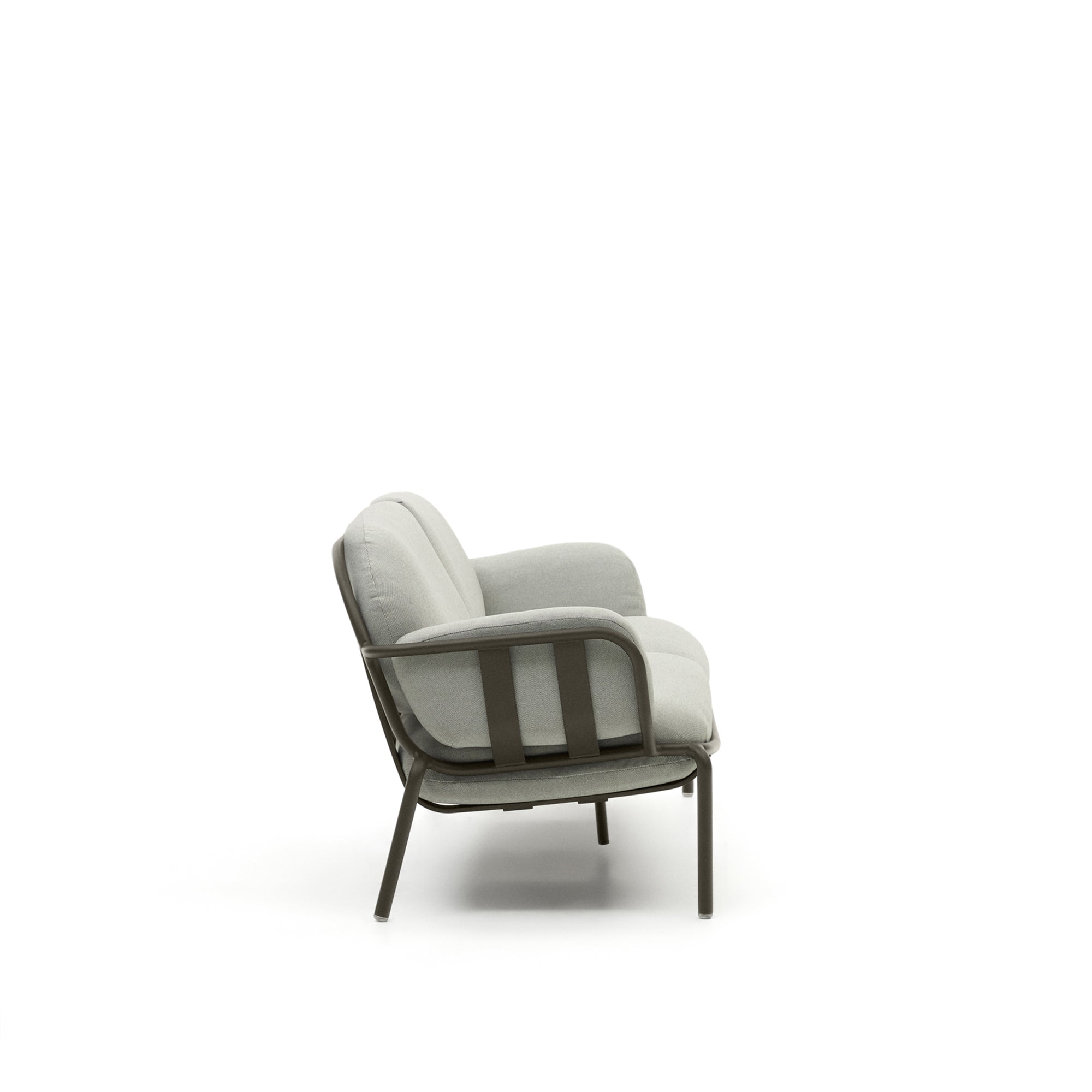 Joncols outdoor 3-seater sofa with grey upholstery and aluminium with green painted finish 225cm - Product Image