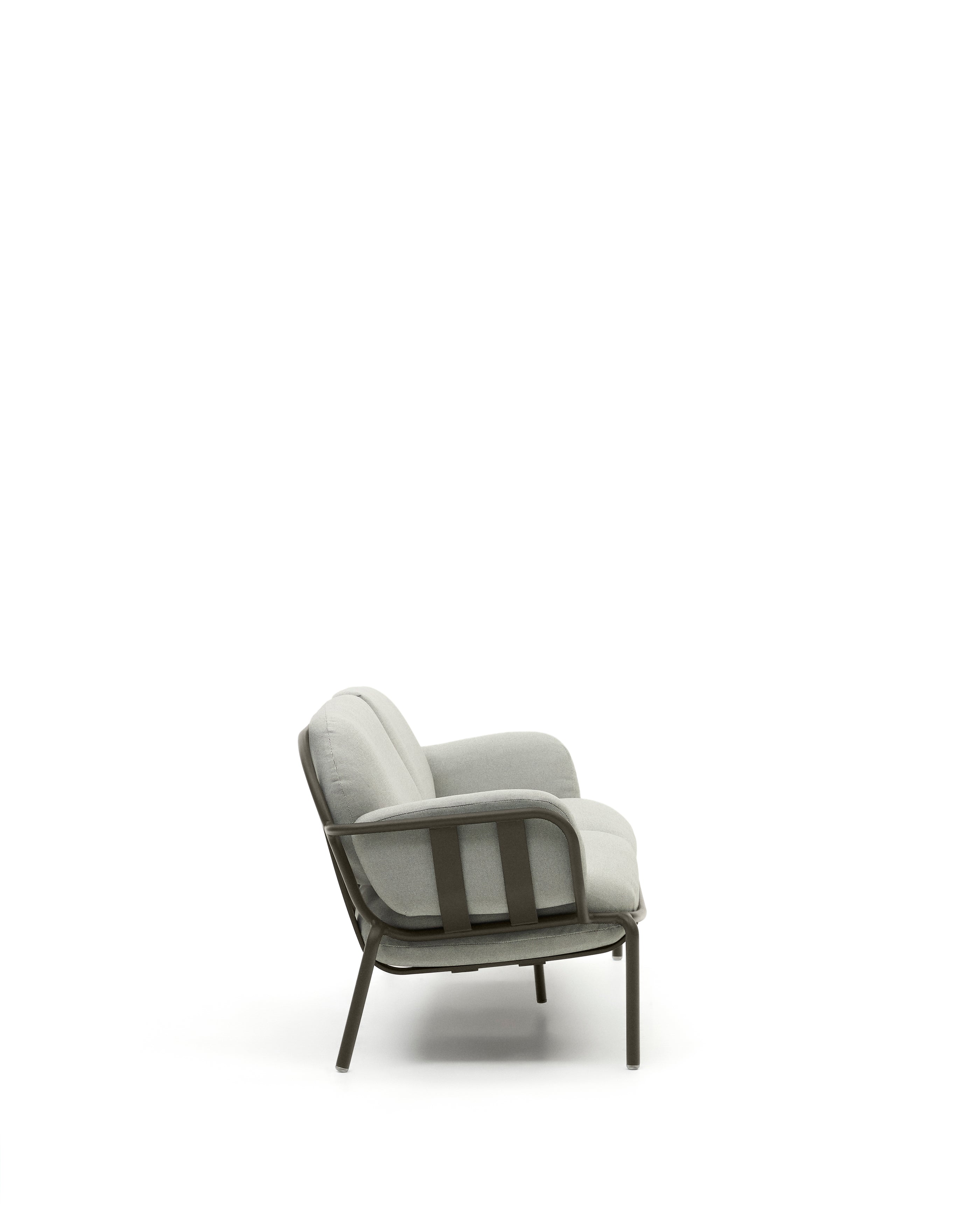 Joncols outdoor 3-seater sofa with grey upholstery and aluminium with green painted finish 225cm - Product Image
