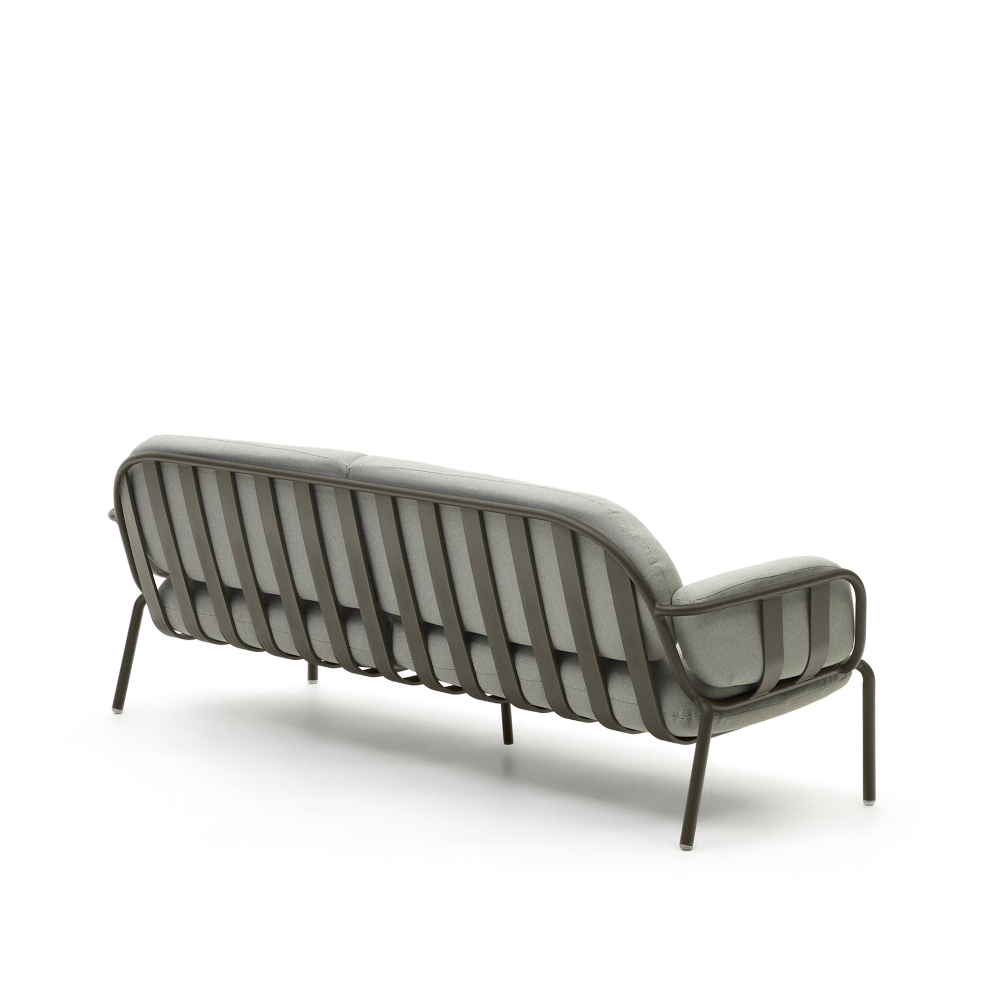 Joncols outdoor 3-seater sofa with grey upholstery and aluminium with green painted finish 225cm - Product Image