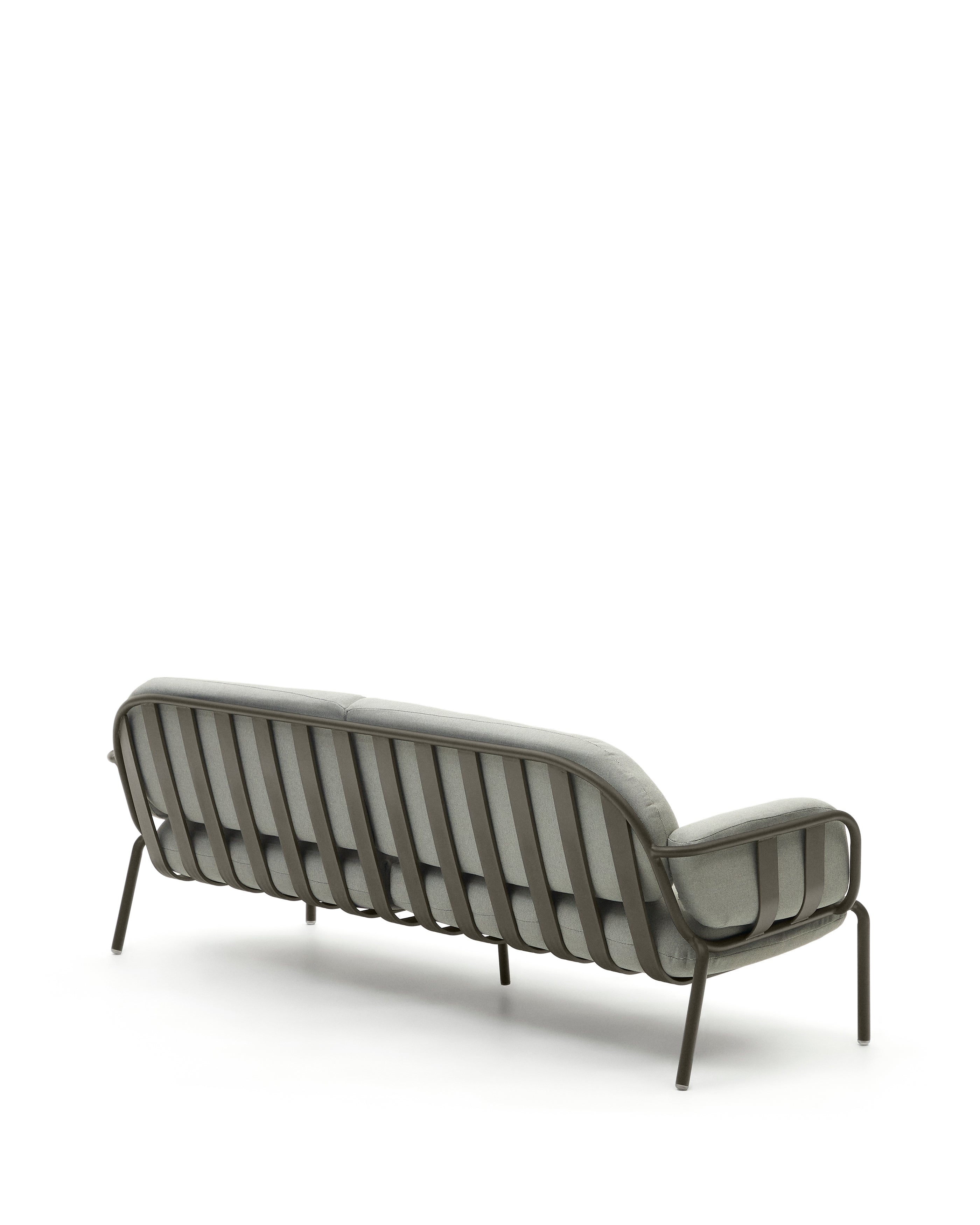 Joncols outdoor 3-seater sofa with grey upholstery and aluminium with green painted finish 225cm - Product Image