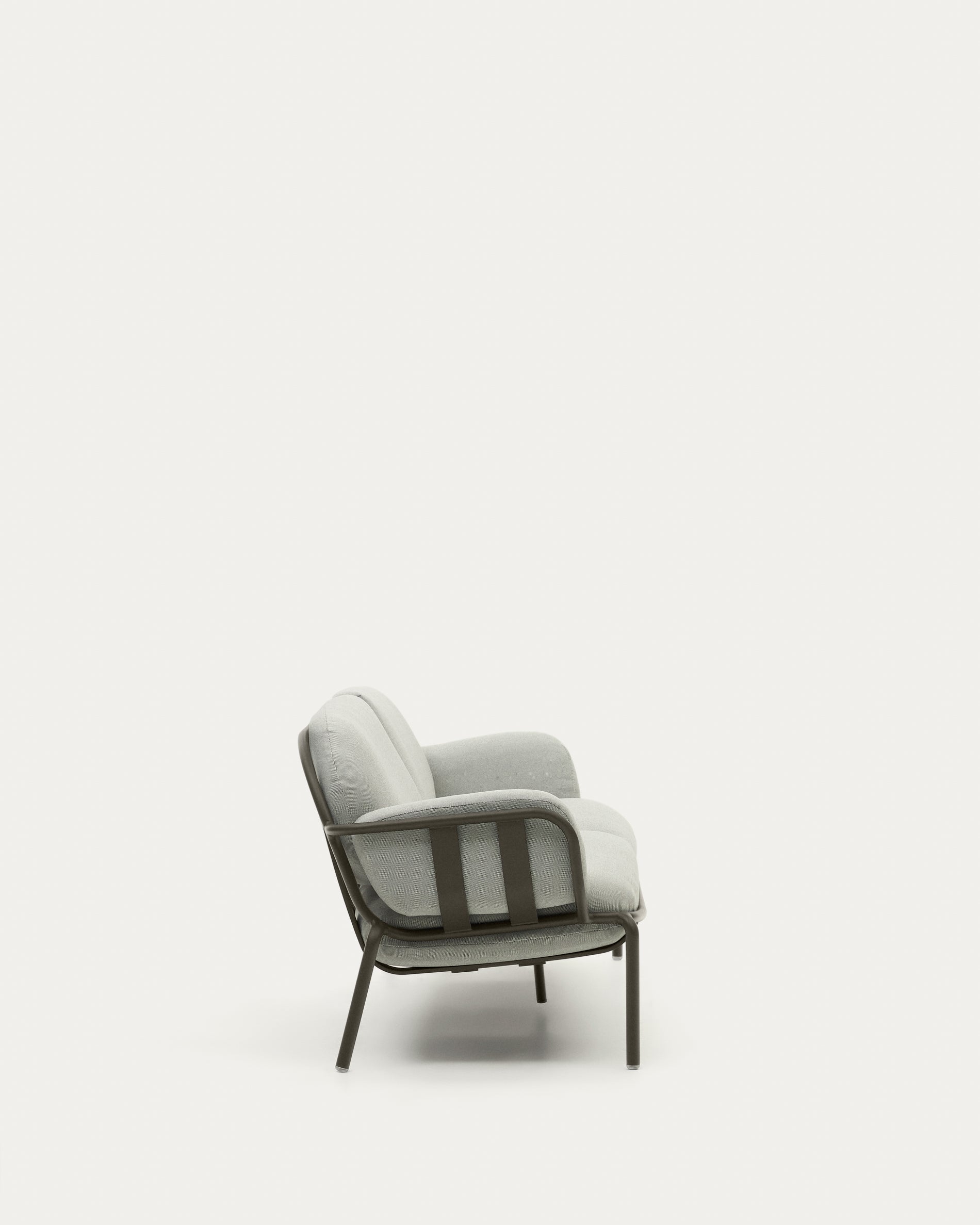 Joncols outdoor 3-seater sofa with grey upholstery and aluminium with green painted finish 225cm - Product View