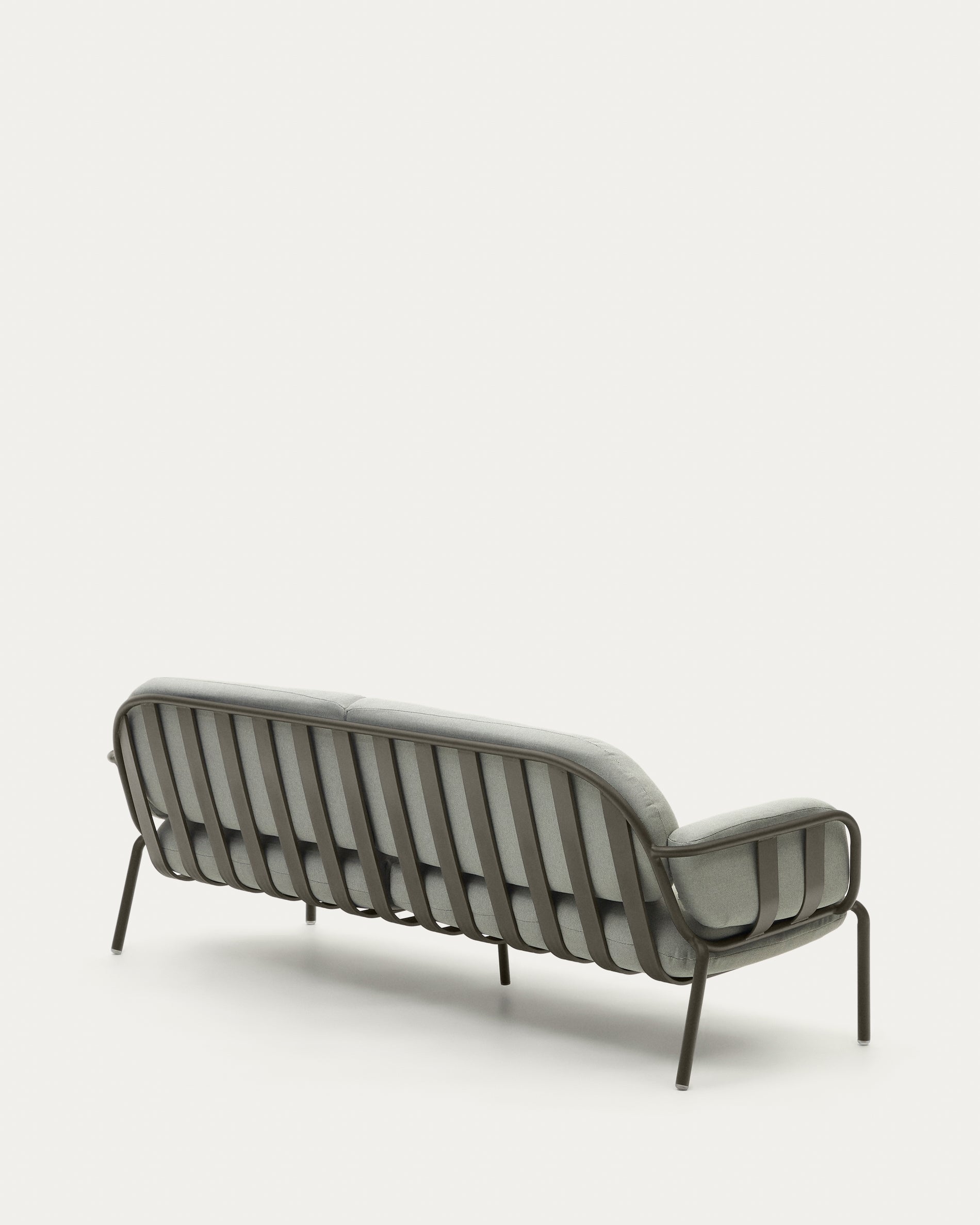 Joncols outdoor 3-seater sofa with grey upholstery and aluminium with green painted finish 225cm - Product View