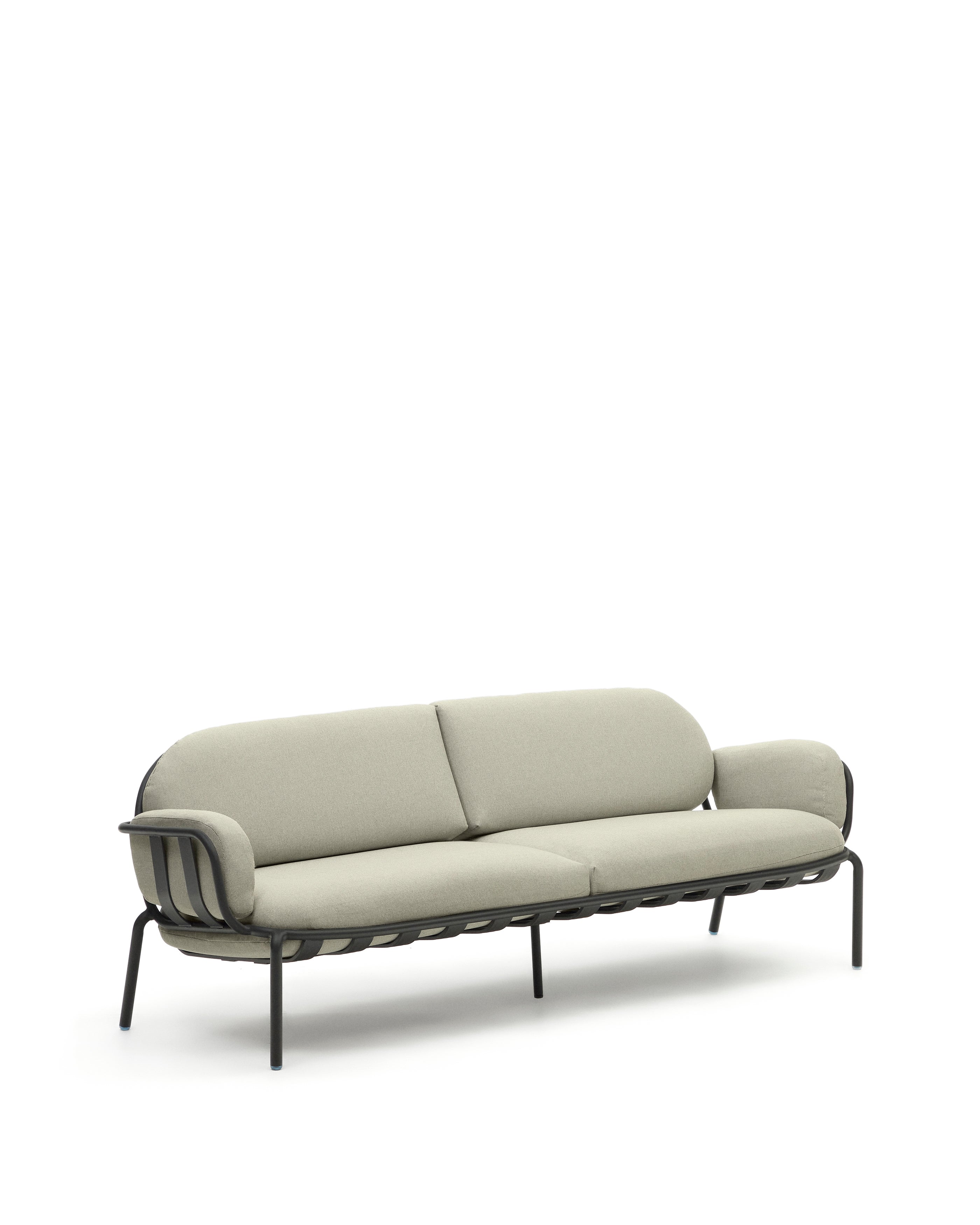 Joncols outdoor 3-seater sofa with beige upholstery and aluminium with grey painted finish 225cm - Product Image