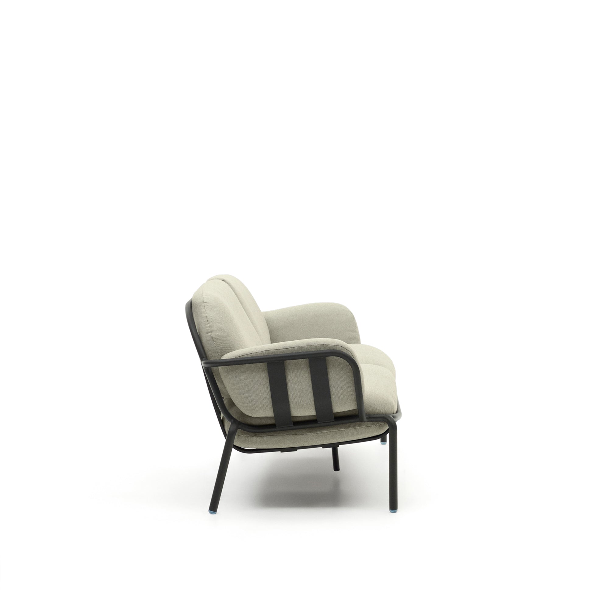 Joncols outdoor 3-seater sofa with beige upholstery and aluminium with grey painted finish 225cm - Product Image
