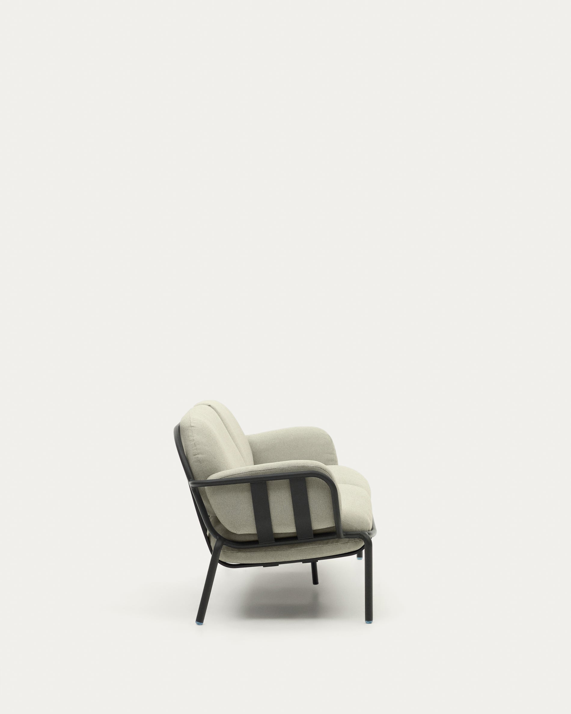 Joncols outdoor 3-seater sofa with beige upholstery and aluminium with grey painted finish 225cm - Product View