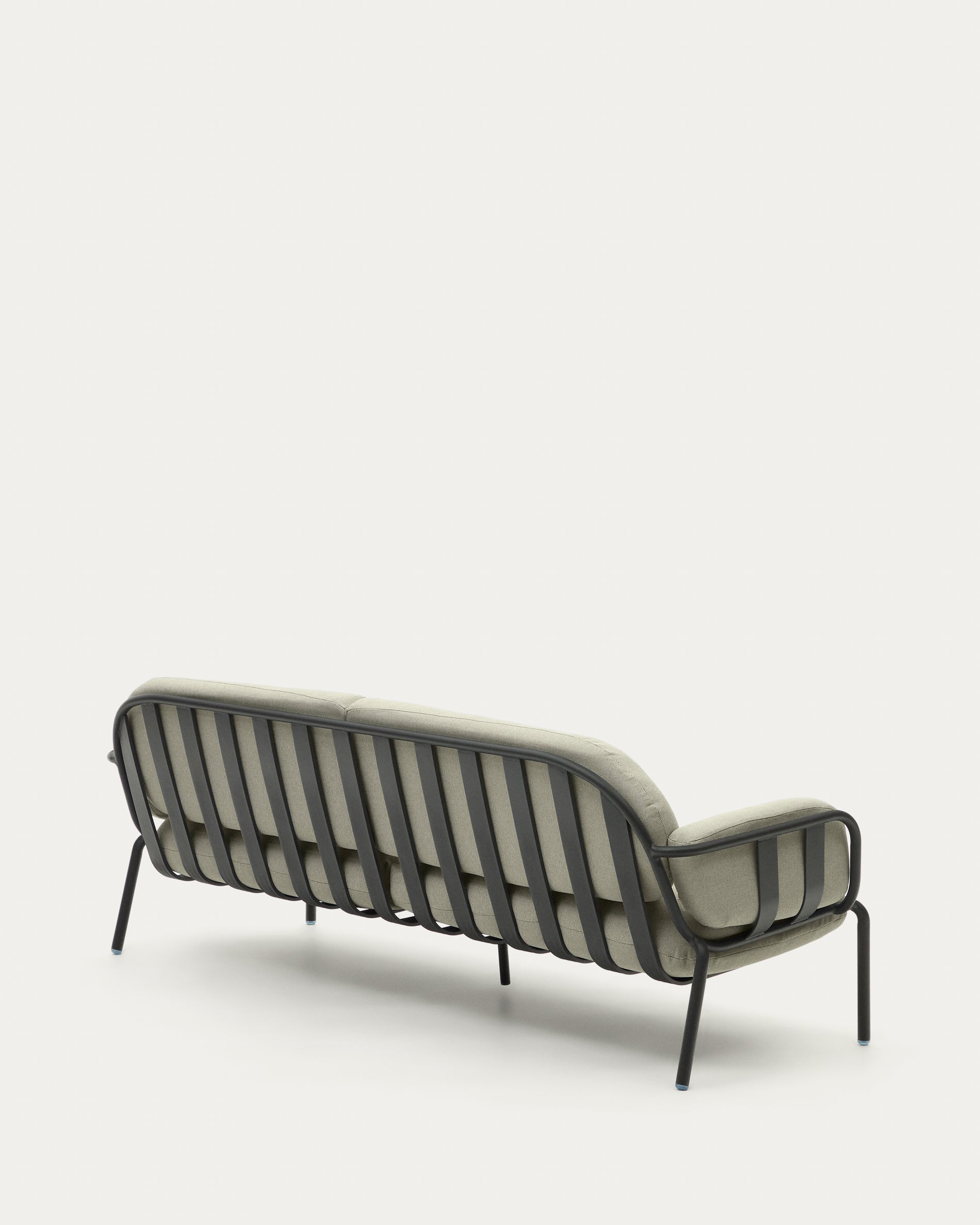 Joncols outdoor 3-seater sofa with beige upholstery and aluminium with grey painted finish 225cm - Product View