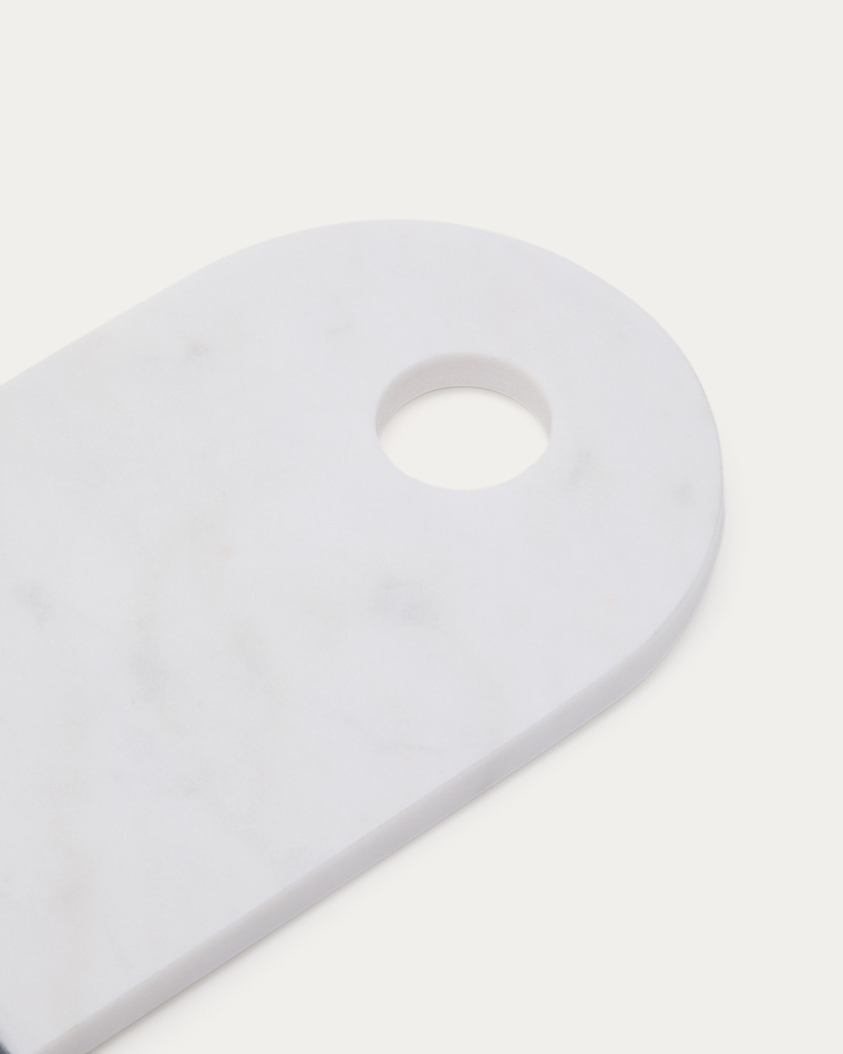 Nivol large serving board in white and black marble and travertine - Detail
