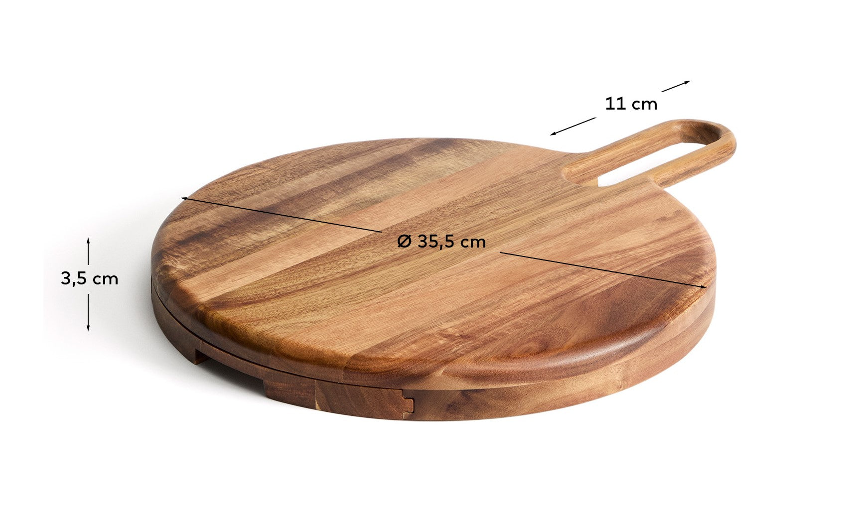 Blera cheese board and cutlery set in acacia wood FSC 100% and stainless steel - Measurements