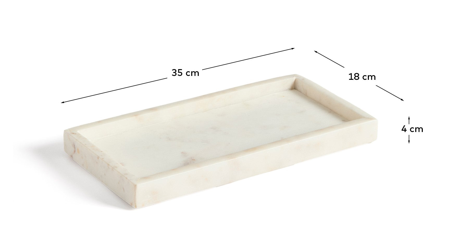Serela tray in white marble 35 x 18 cm - Measurements