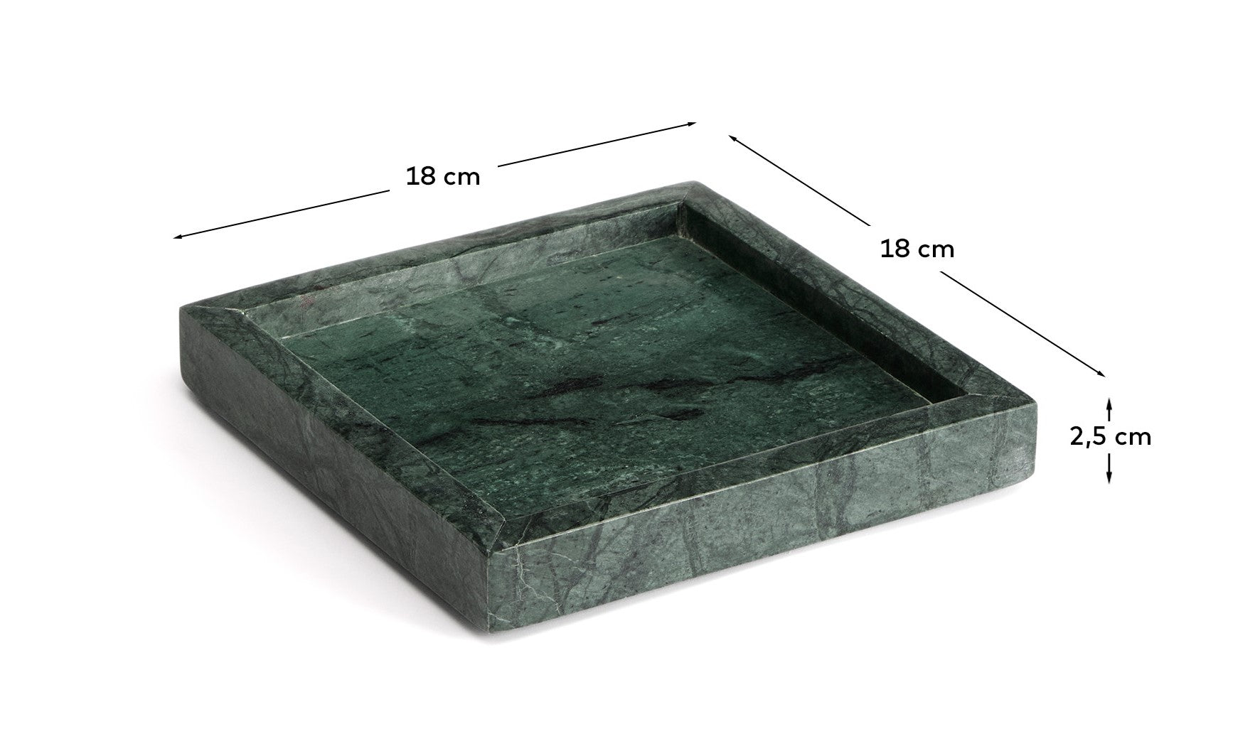 Serela tray in green marble 18 x 18 cm - Measurements