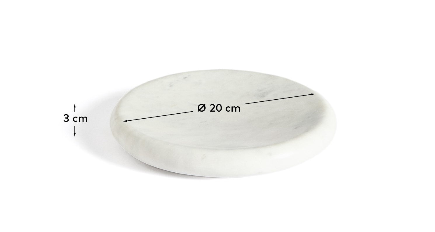 Obena tray in white marble Ø 20 cm - Measurements