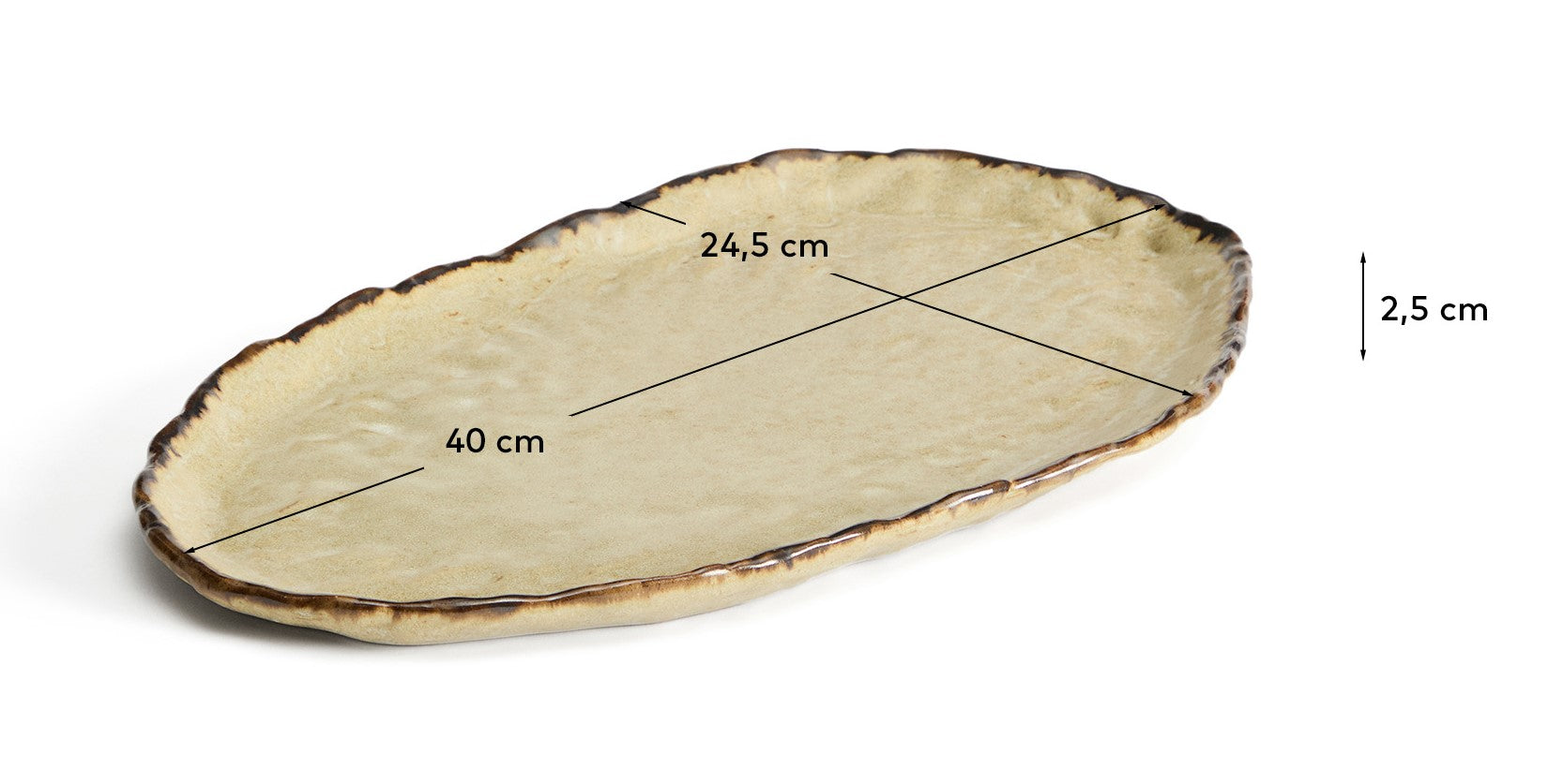Abela tray in brown ceramic - Measurements