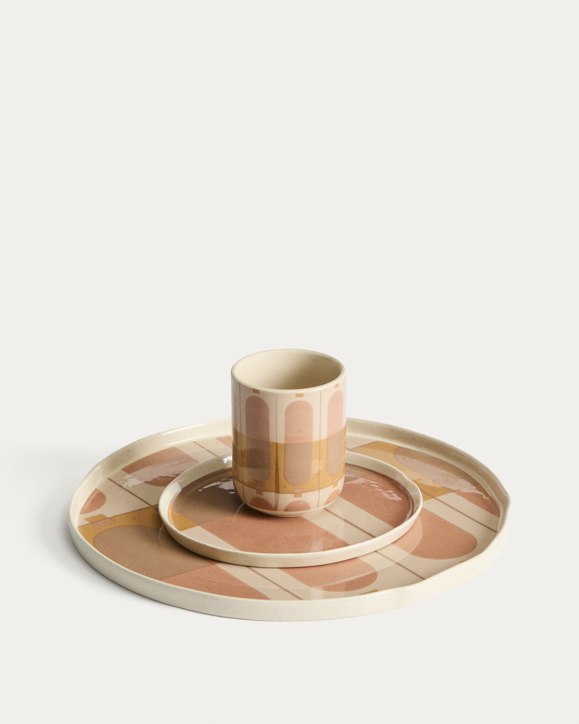 Julnet dinner plate in beige ceramic - Product View