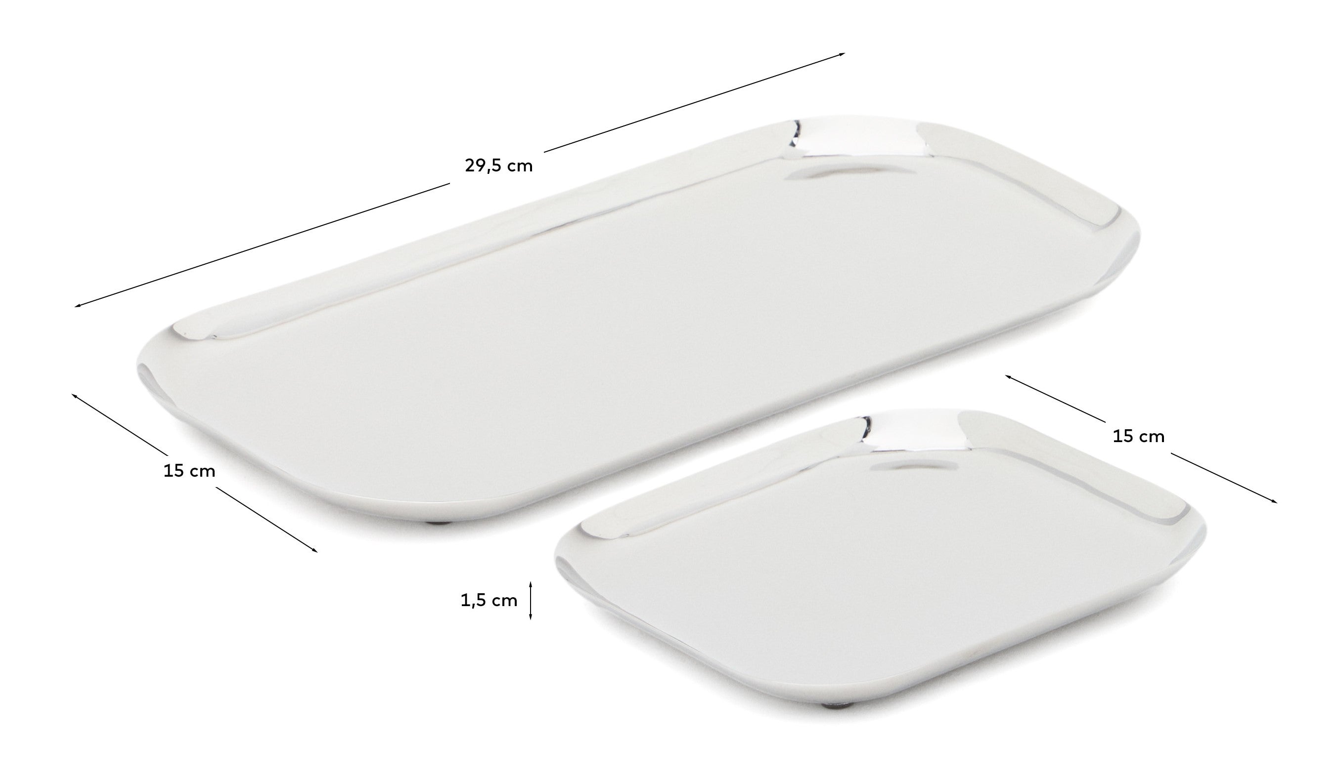 Nirela set of 2 stainless steel trays - Measurements