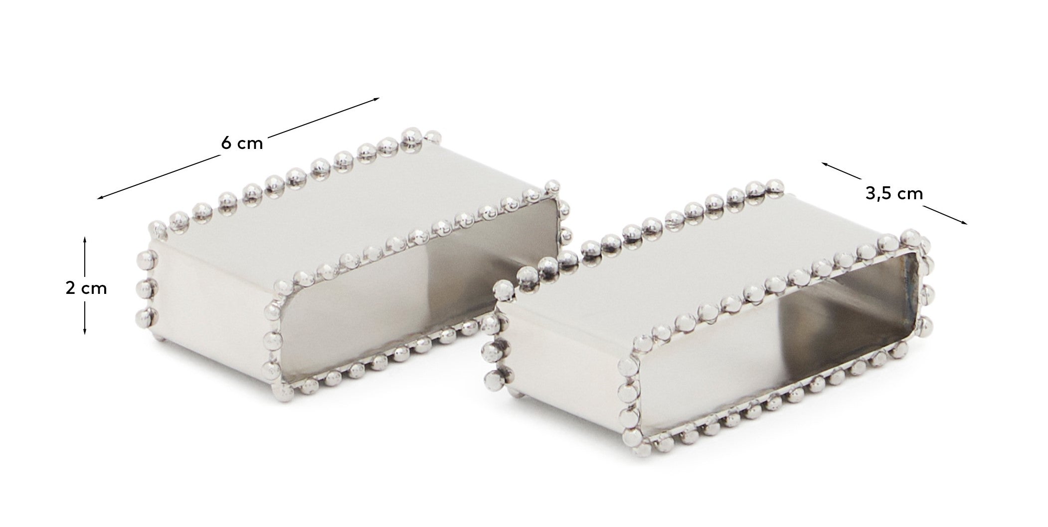 Nirela set of 2 stainless steel napkin rings - Measurements