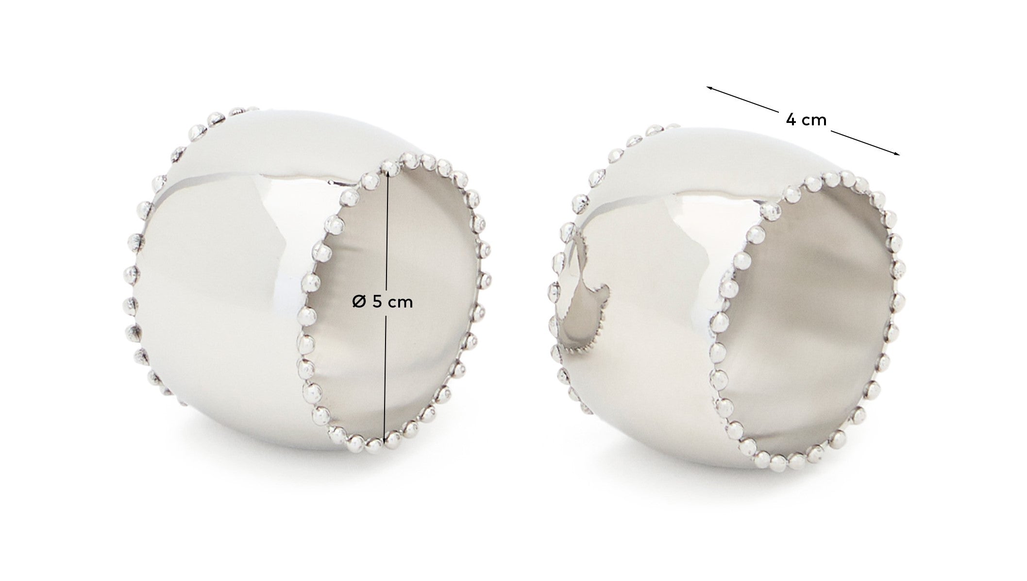 Nirela set of 2 stainless steel napkin rings - Measurements