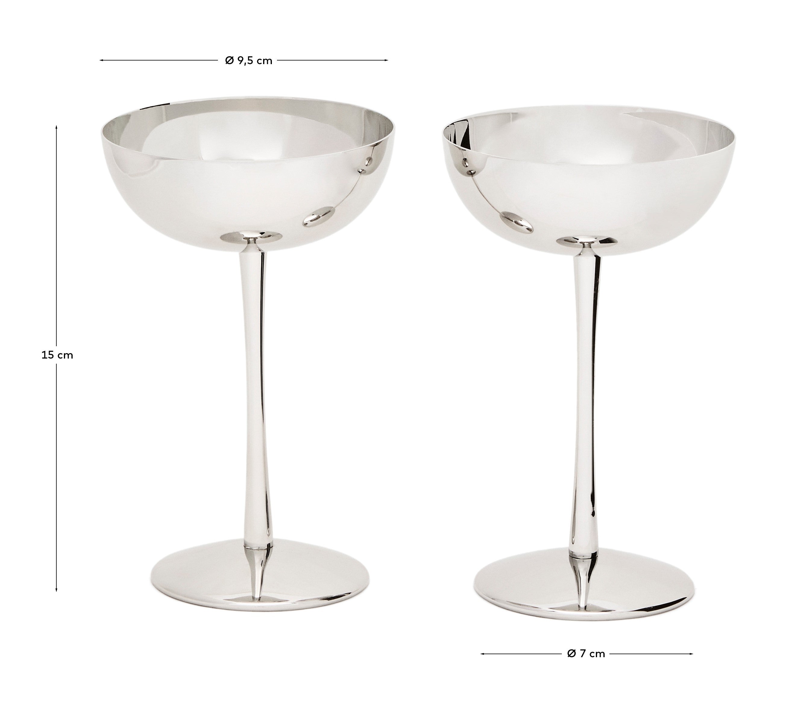 Nirela set of 2 stainless steel glasses - Measurements