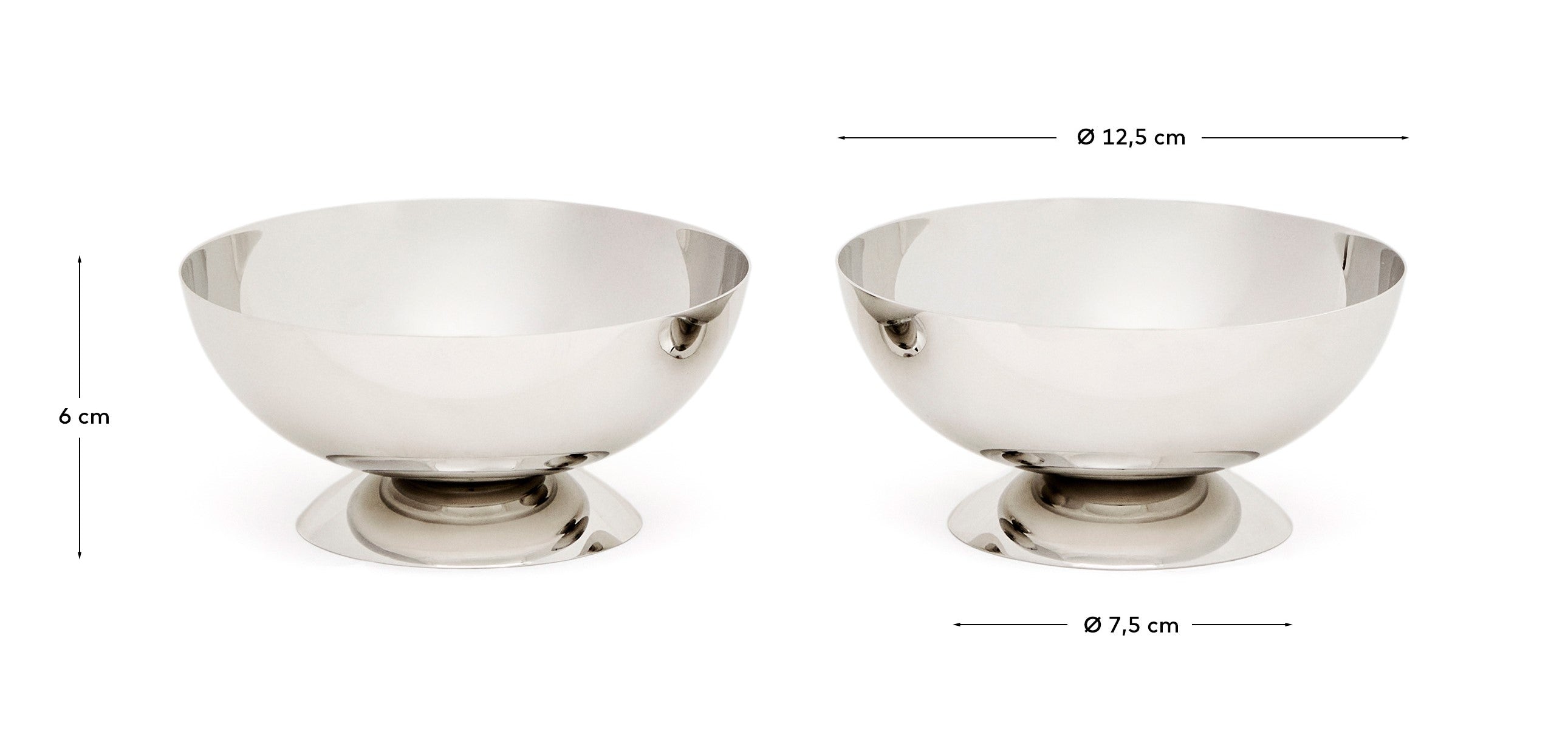 Nirela set of 2 stainless steel bowls - Measurements