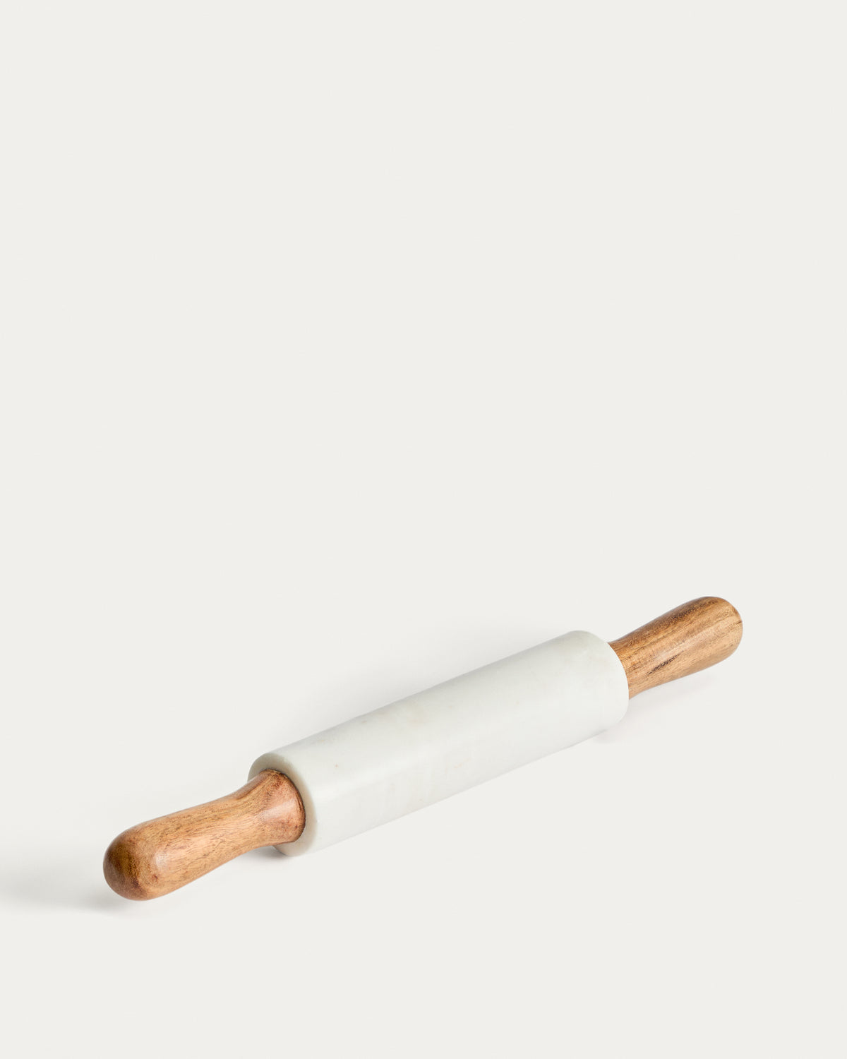 Nuvir rolling pin in white marble and solid acacia wood - Product View