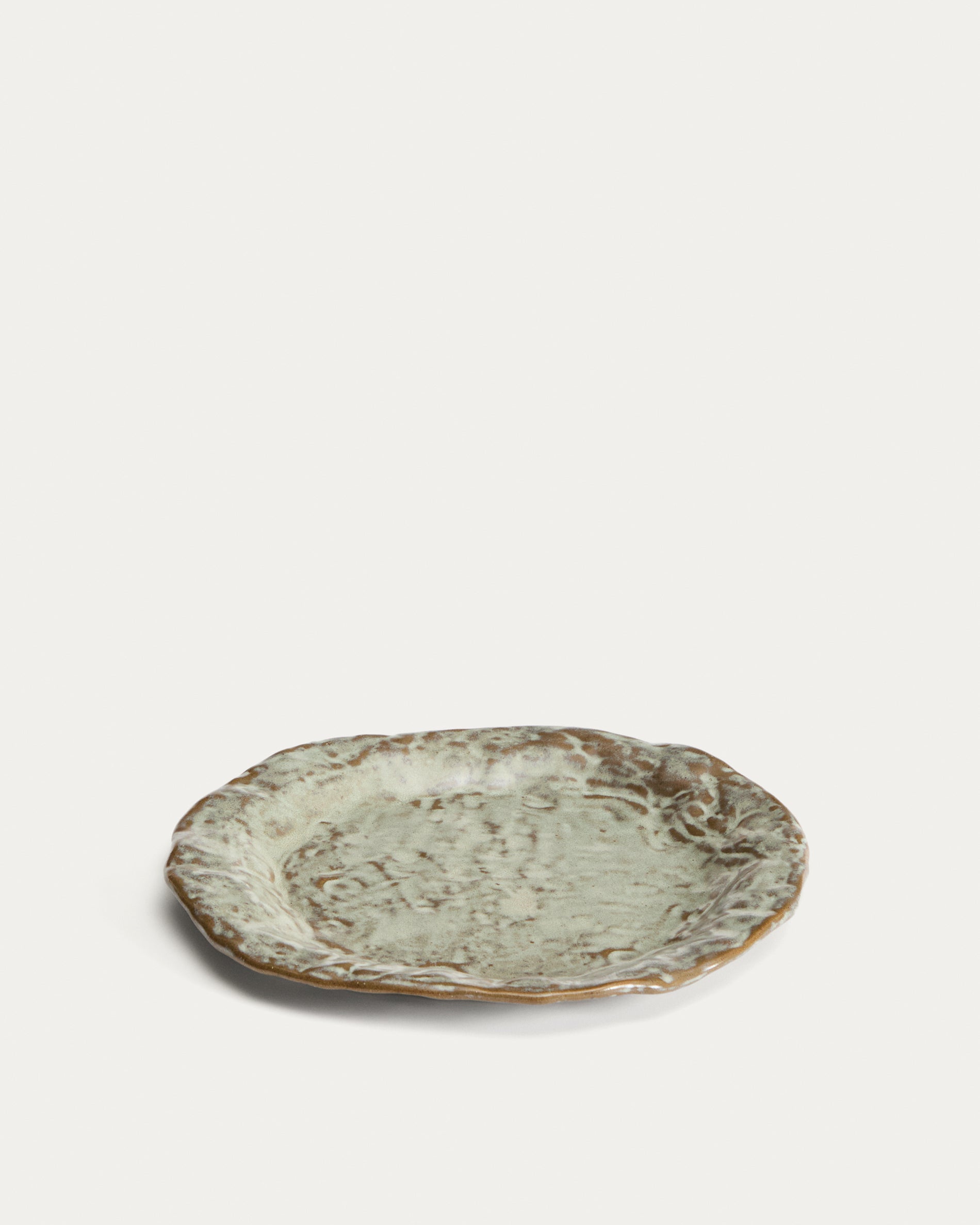 Alenia brown ceramic dessert plate - Product View