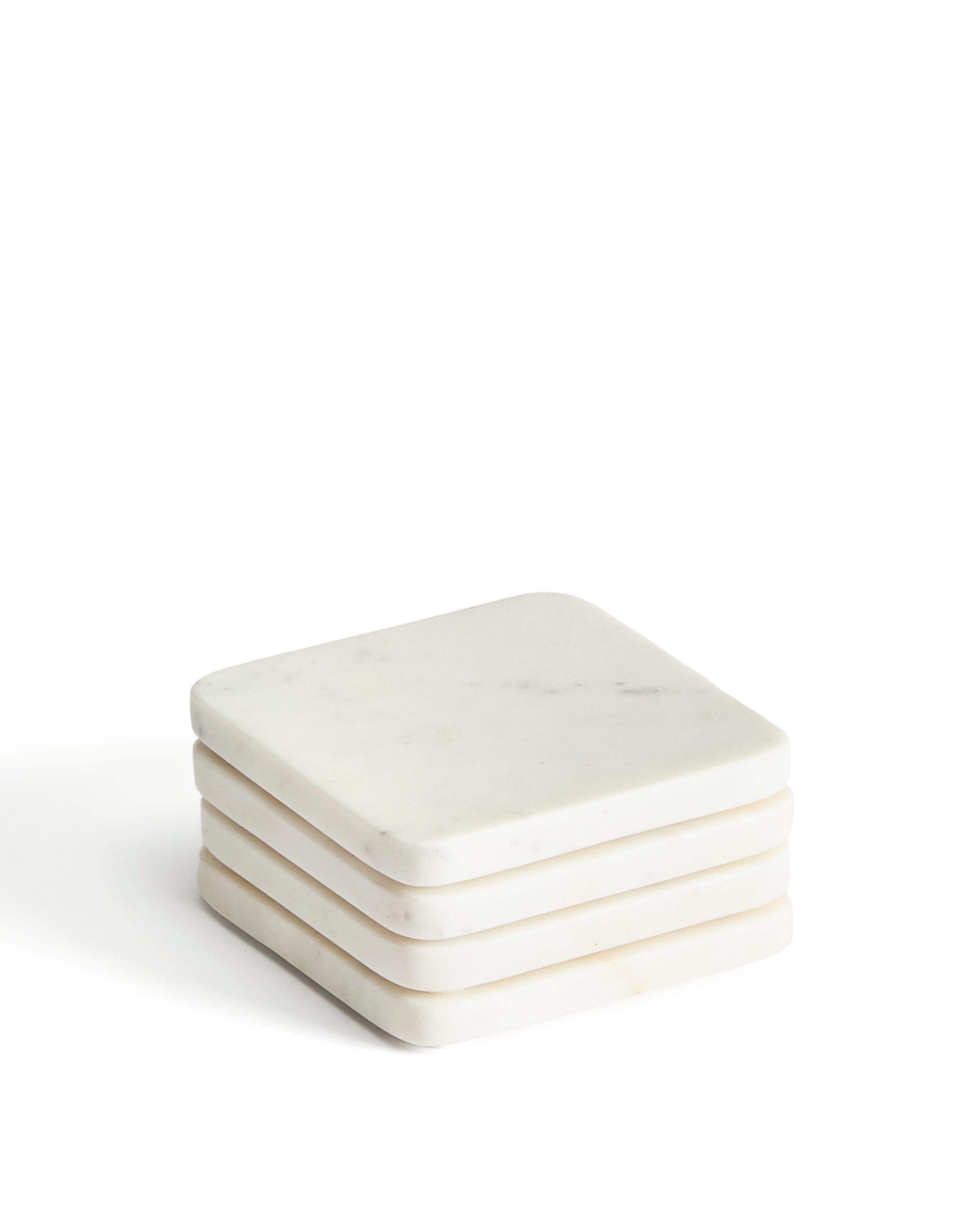Nuvir set of 4 white marble coasters - Product Image
