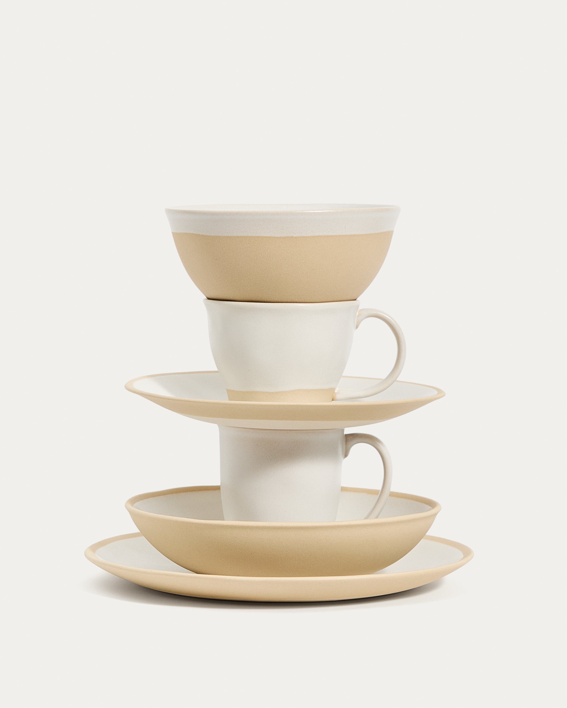Beige Azir ceramic dessert plate - Product View