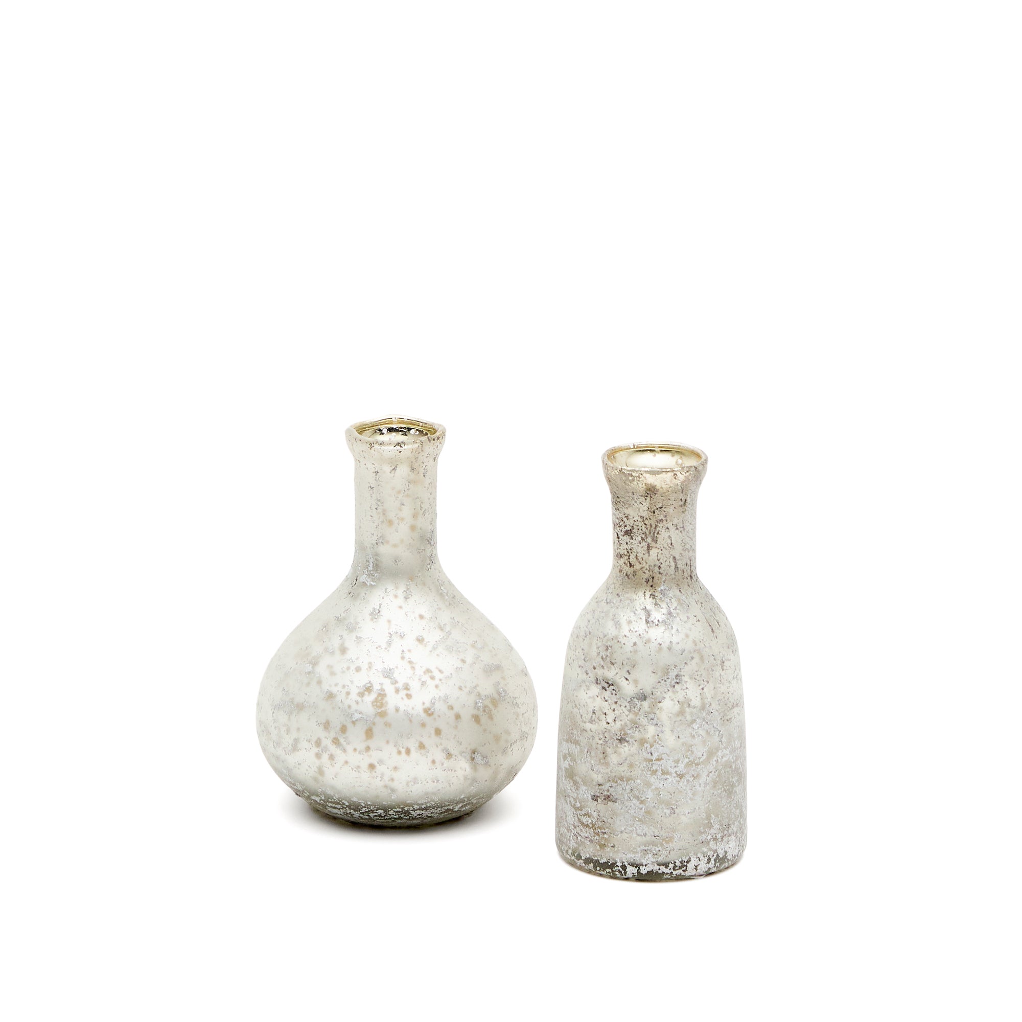 Deila set of 2 white, recycled-glass vases, 13 cm - Product Image