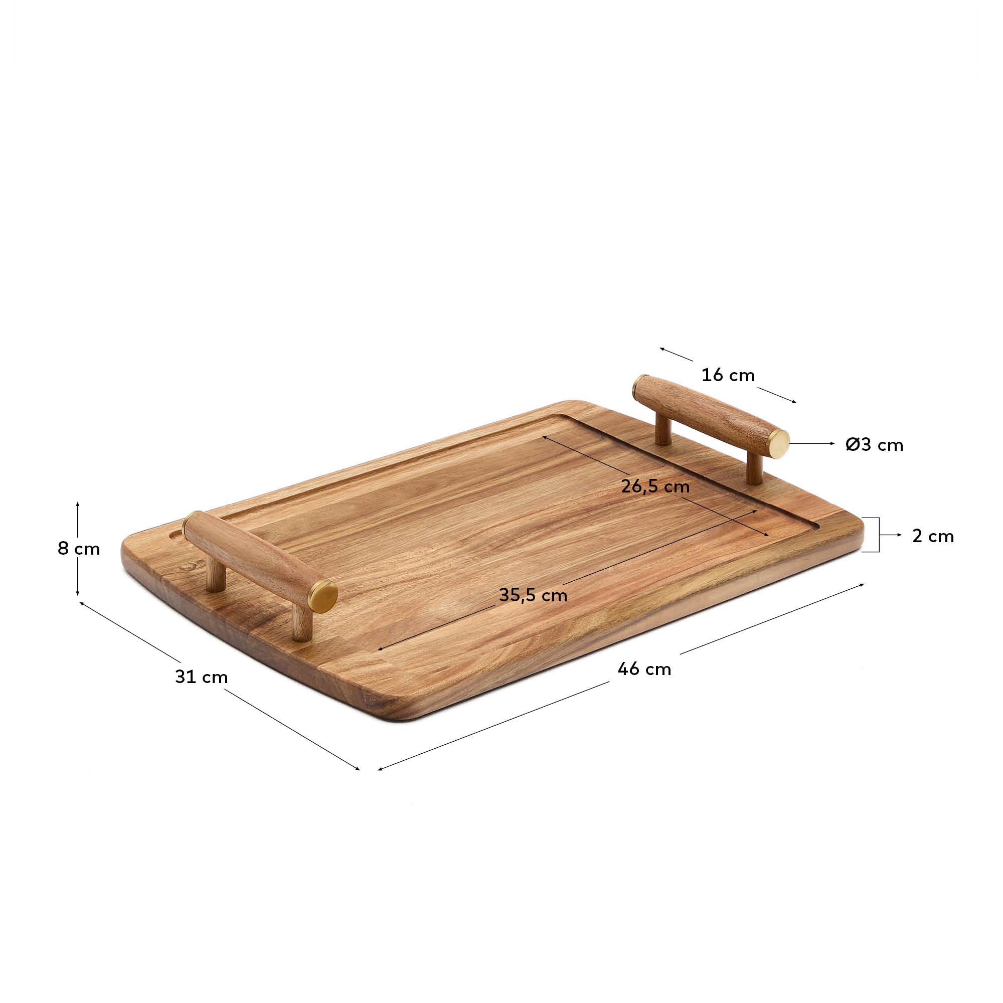 Teppa tray made of acacia wood FSC 100% - Measurements