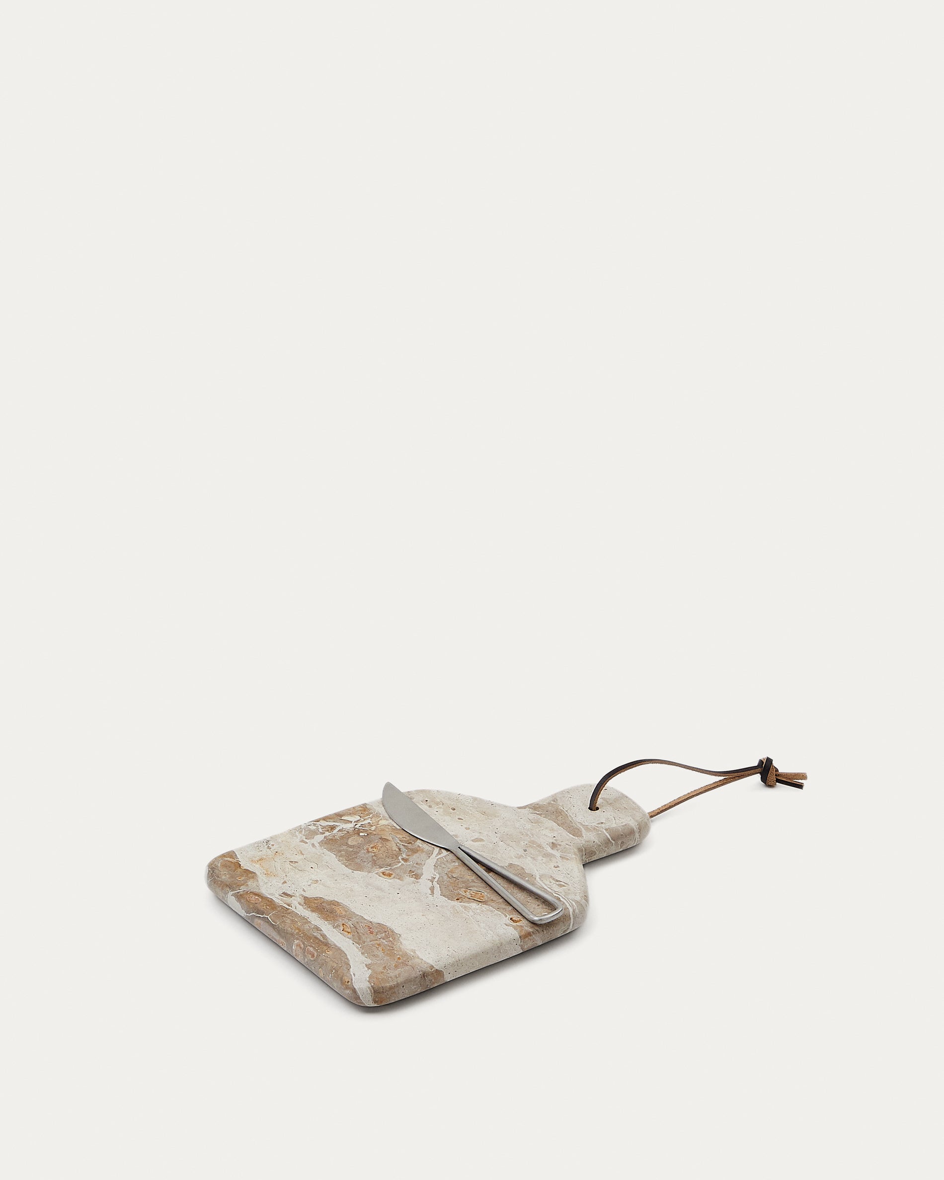 Suka small cutting board and beige marble knife set - Product View