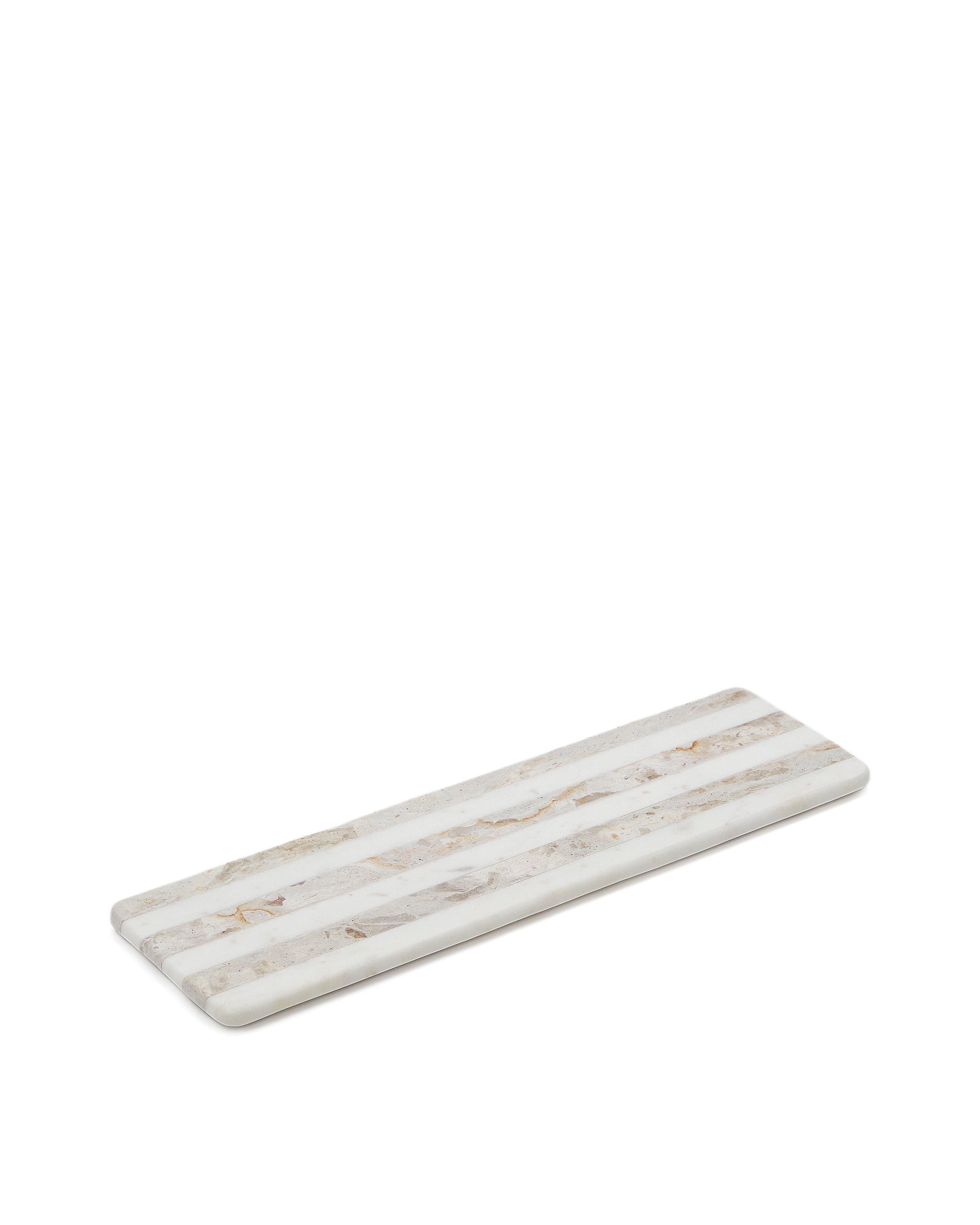 Sylara small serving board in grey and white marble - Product Image