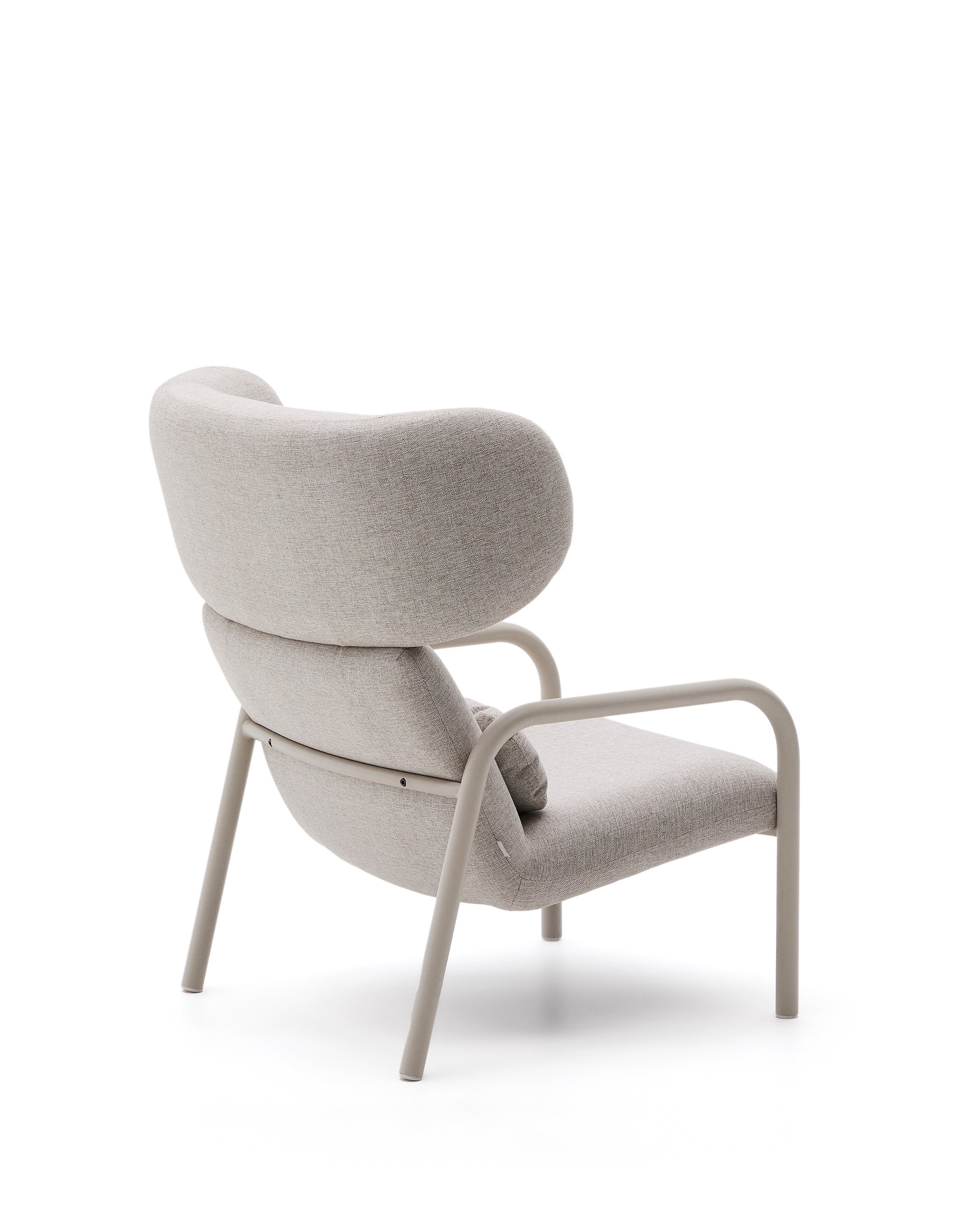 Inari armchair in beige and steel with beige painted finish FSC Mix Credit - Product Image