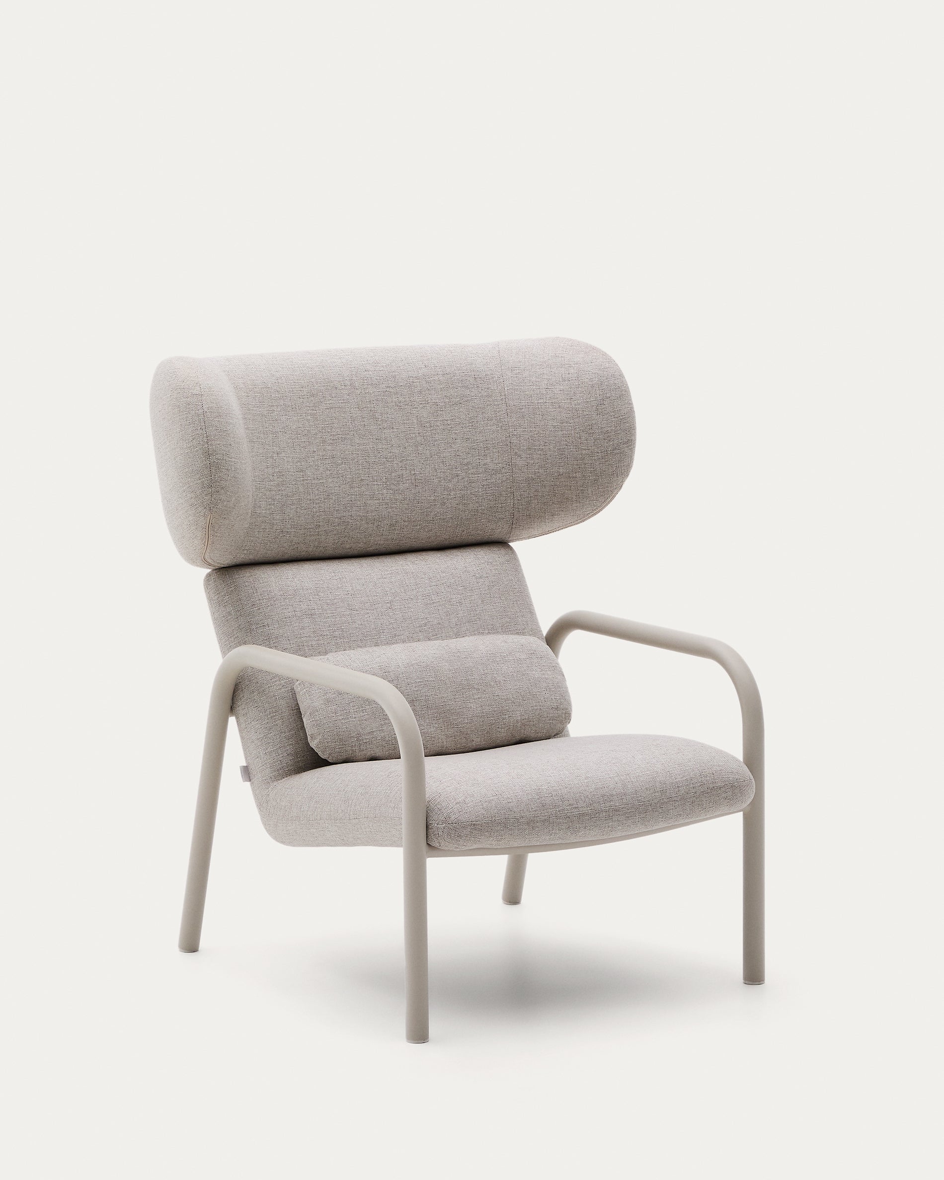 Inari armchair in beige and steel with beige painted finish FSC Mix Credit - Product View