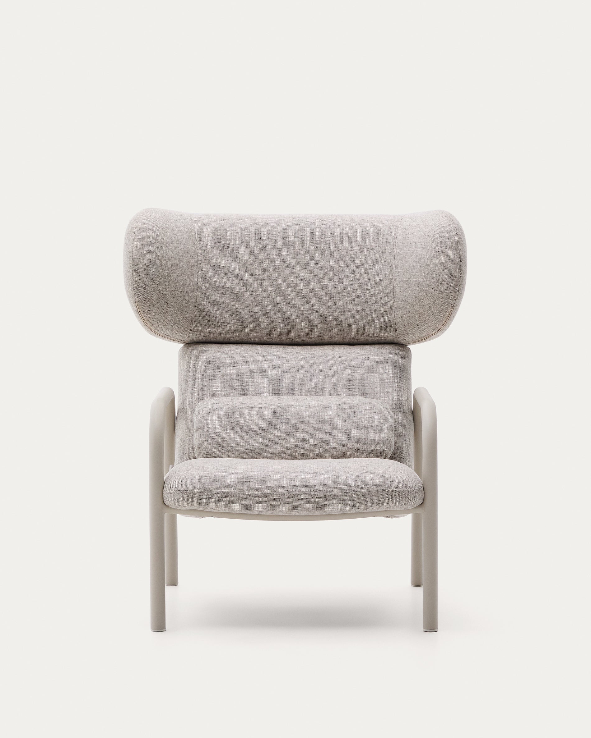 Inari armchair in beige and steel with beige painted finish FSC Mix Credit - Product View