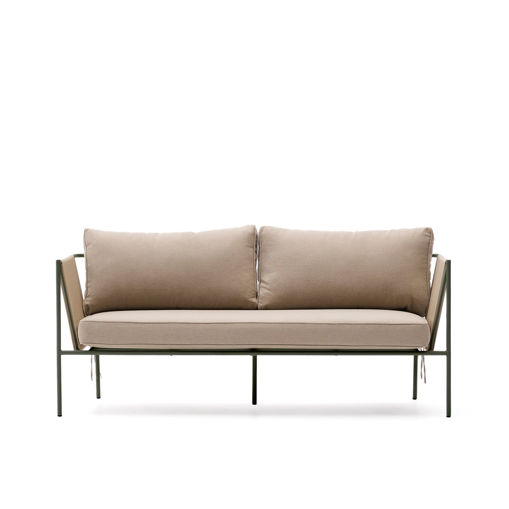 Zivia outdoor 2-seater sofa in ecru rope cord and green galvanised steel 178cm - Product Image