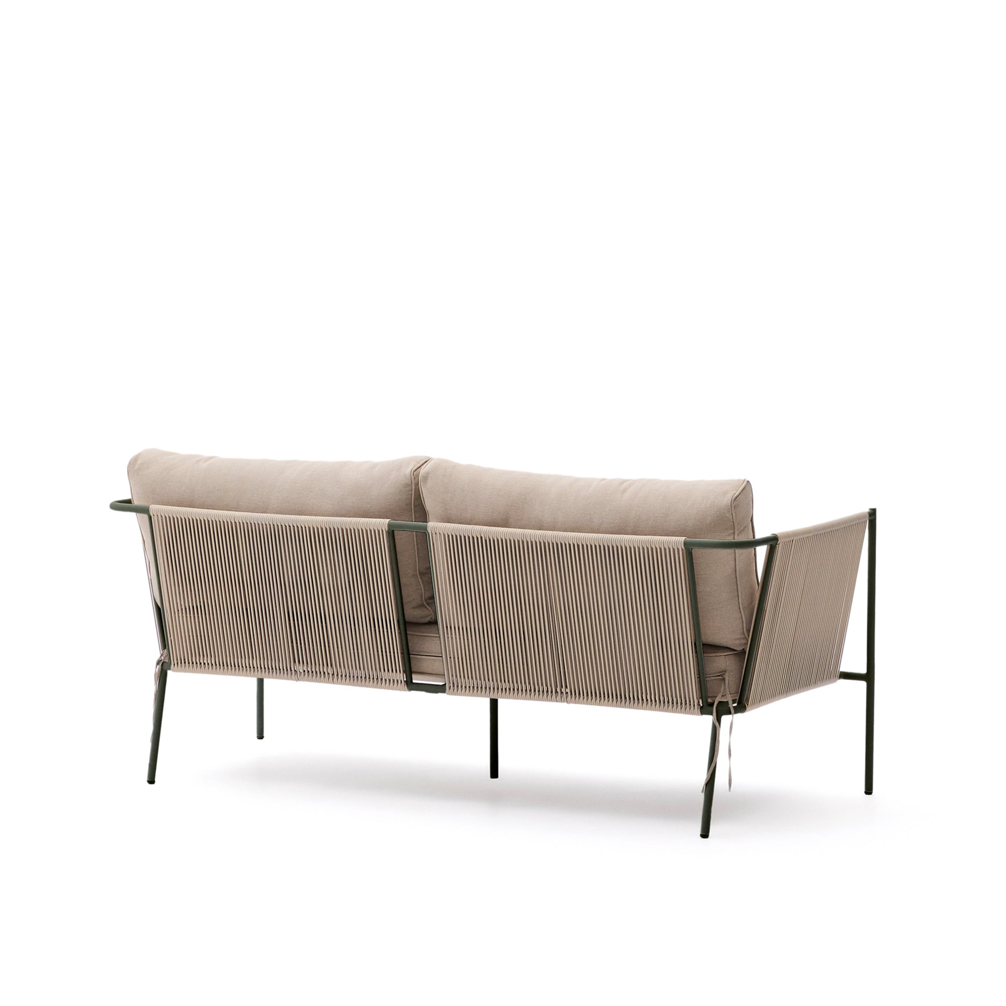 Zivia outdoor 2-seater sofa in ecru rope cord and green galvanised steel 178cm - Product Image