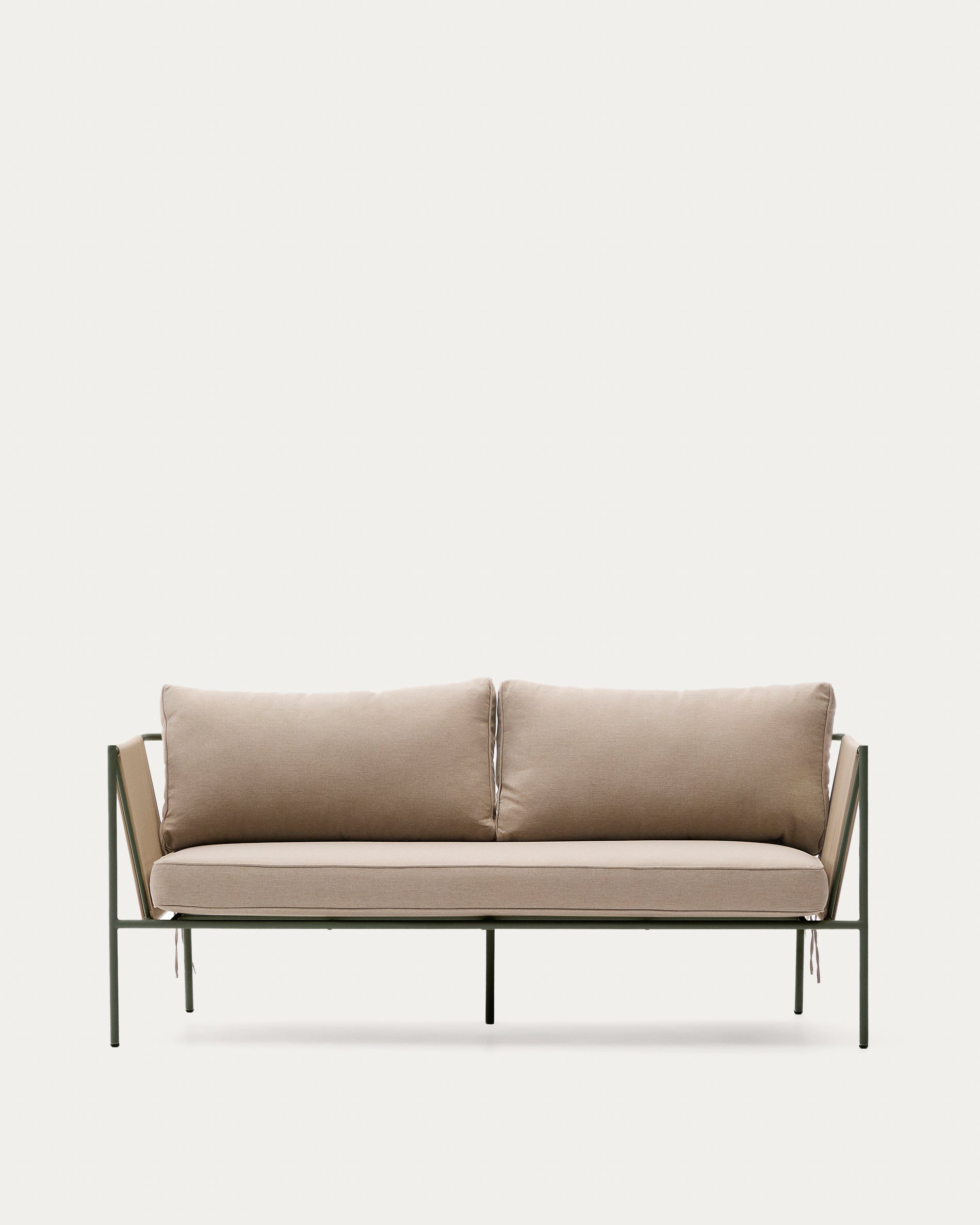 Zivia outdoor 2-seater sofa in ecru rope cord and green galvanised steel 178cm - Product View