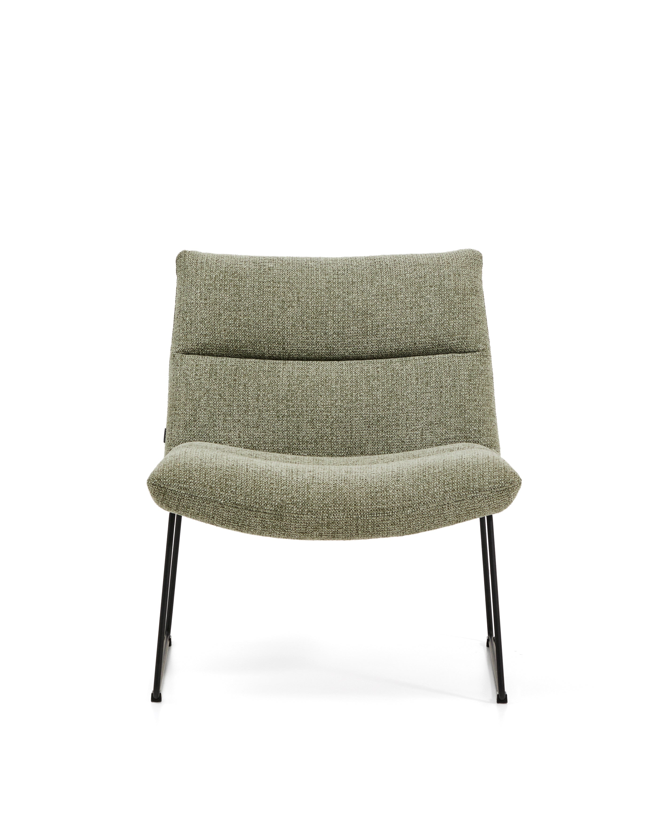 Asen green chenille armchair with black steel legs FSC 100% - Product Image
