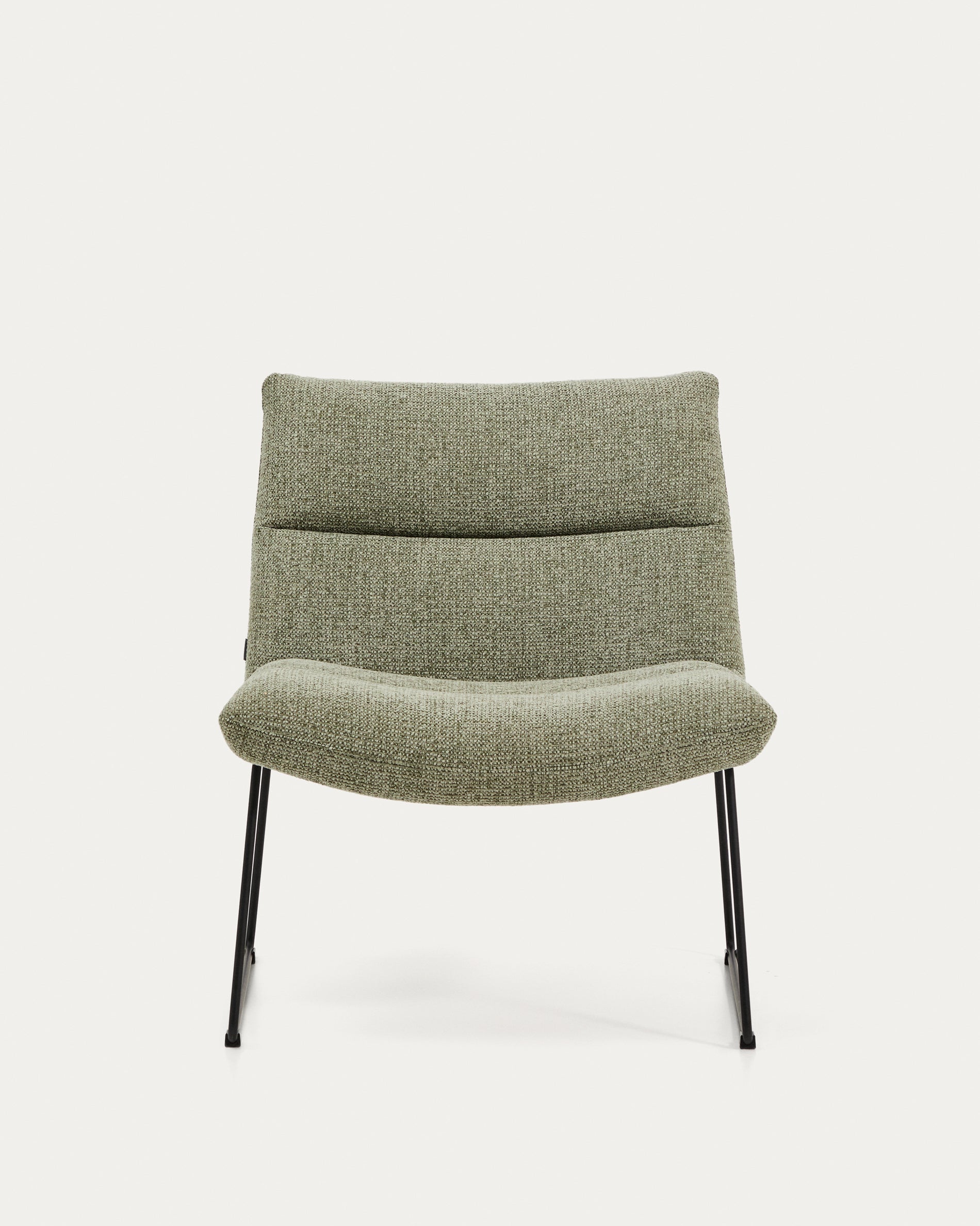 Asen green chenille armchair with black steel legs FSC 100% - Product View