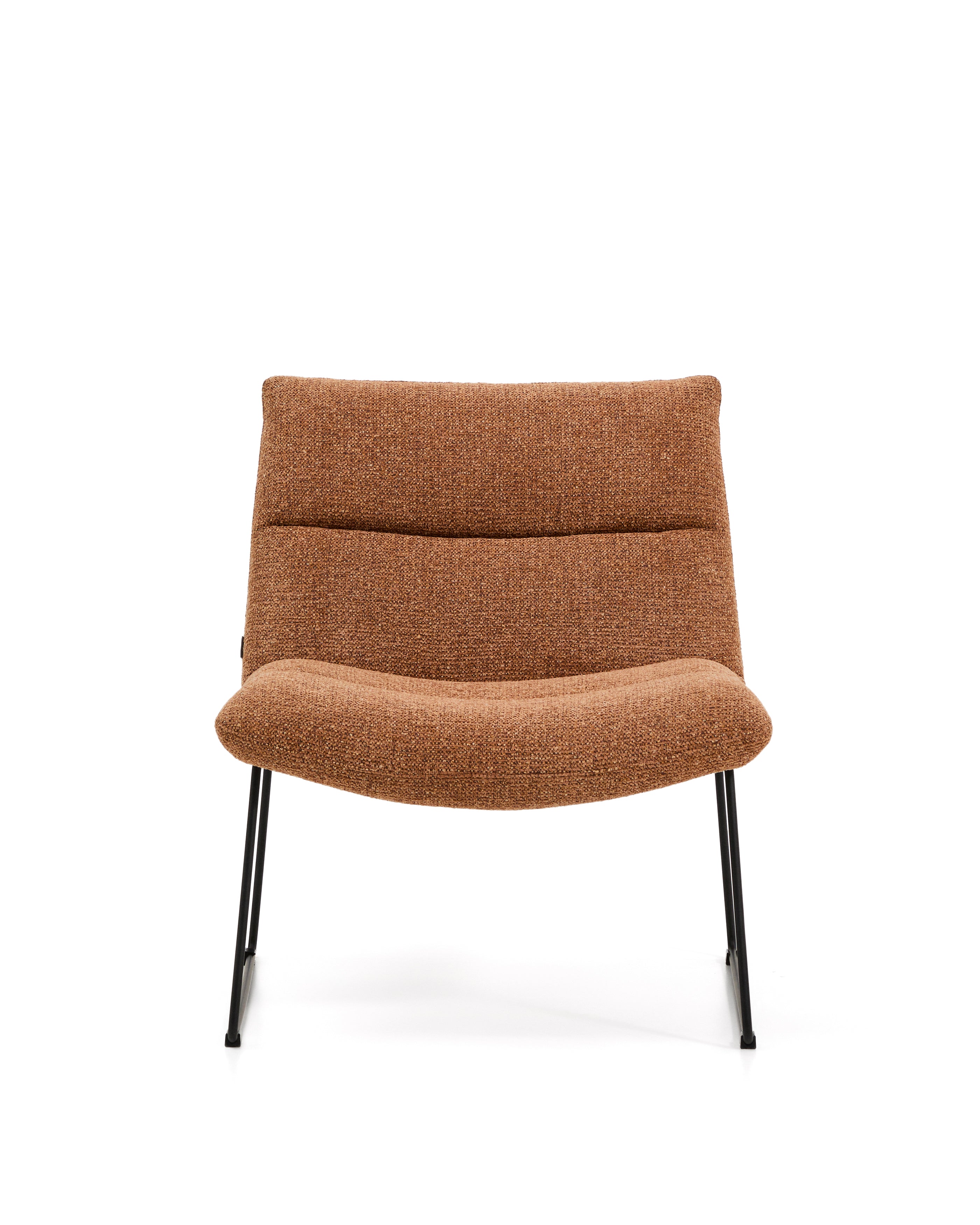 Asen terracotta chenille armchair with black steel legs FSC 100% - Product Image