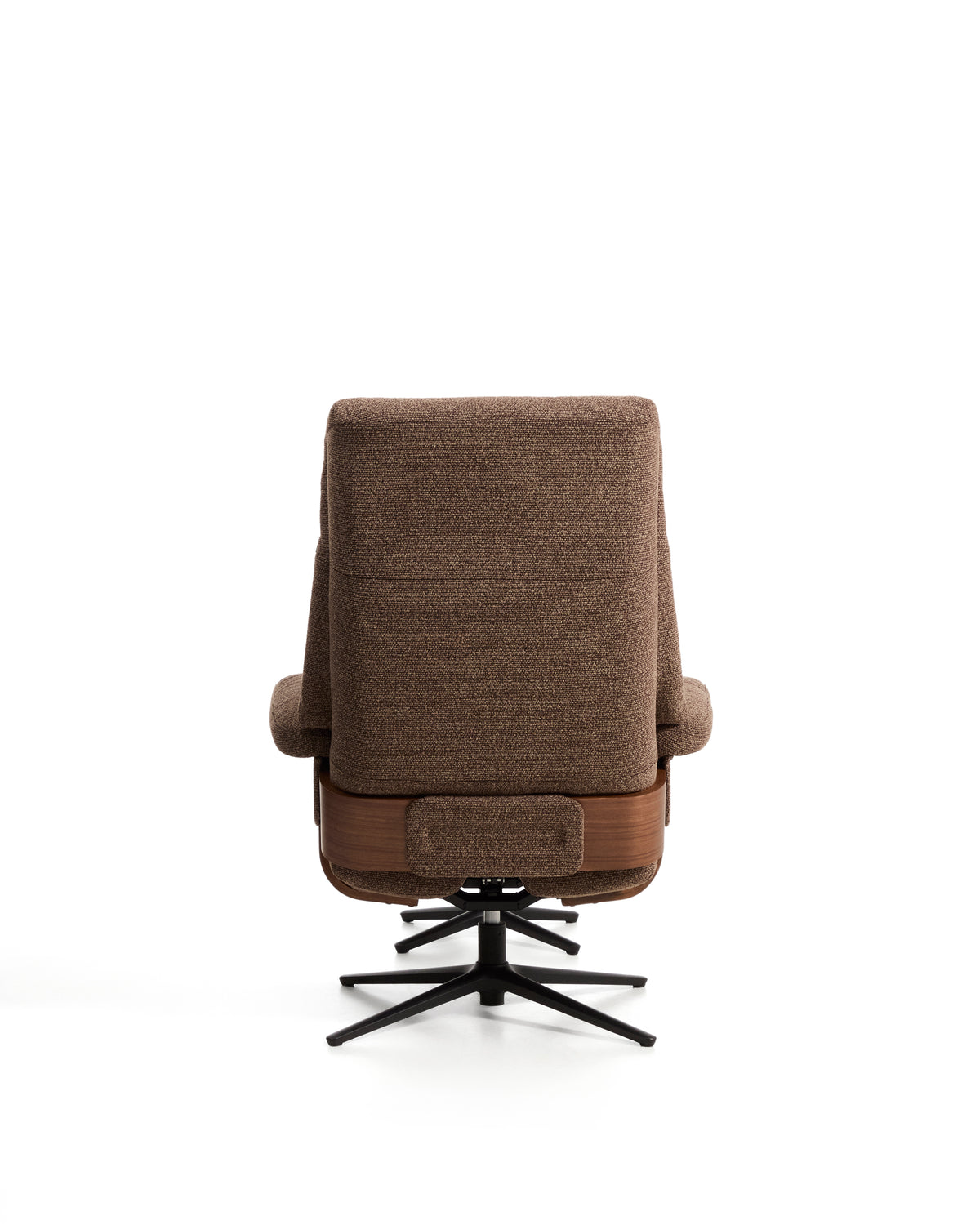 Toriel chocolate brown micro bouclé reclining swivel armchair with footrest and black-finish aluminium legs FSC Mix Credit - Product Image