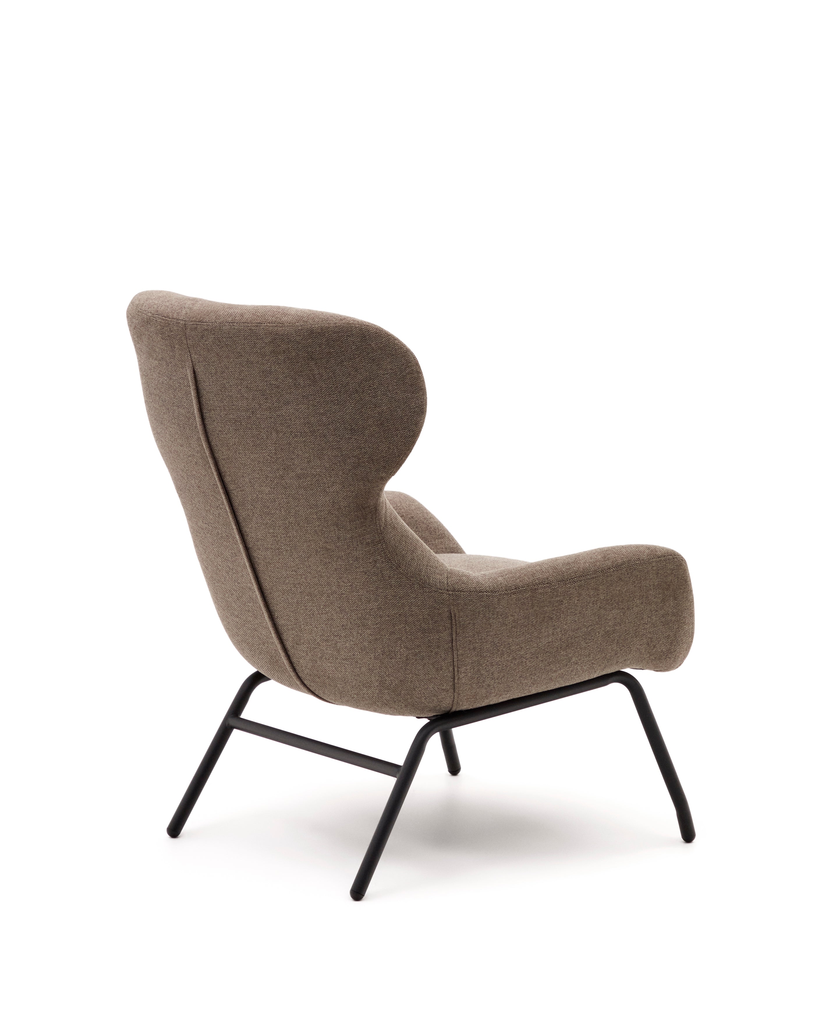Belina chenille armchair in light brown and steel with black finish FSC 100% - Product Image
