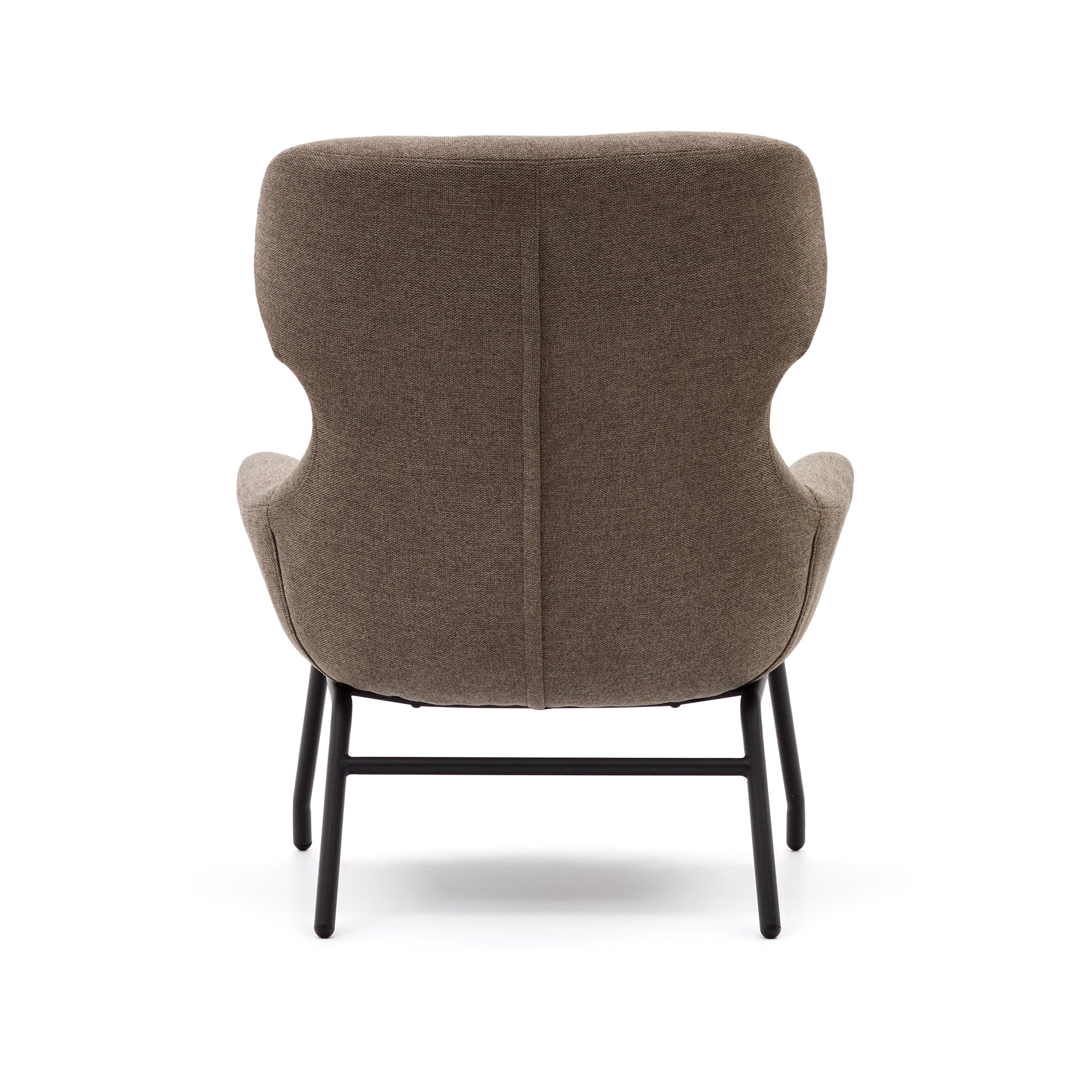 Belina chenille armchair in light brown and steel with black finish FSC 100% - Product Image