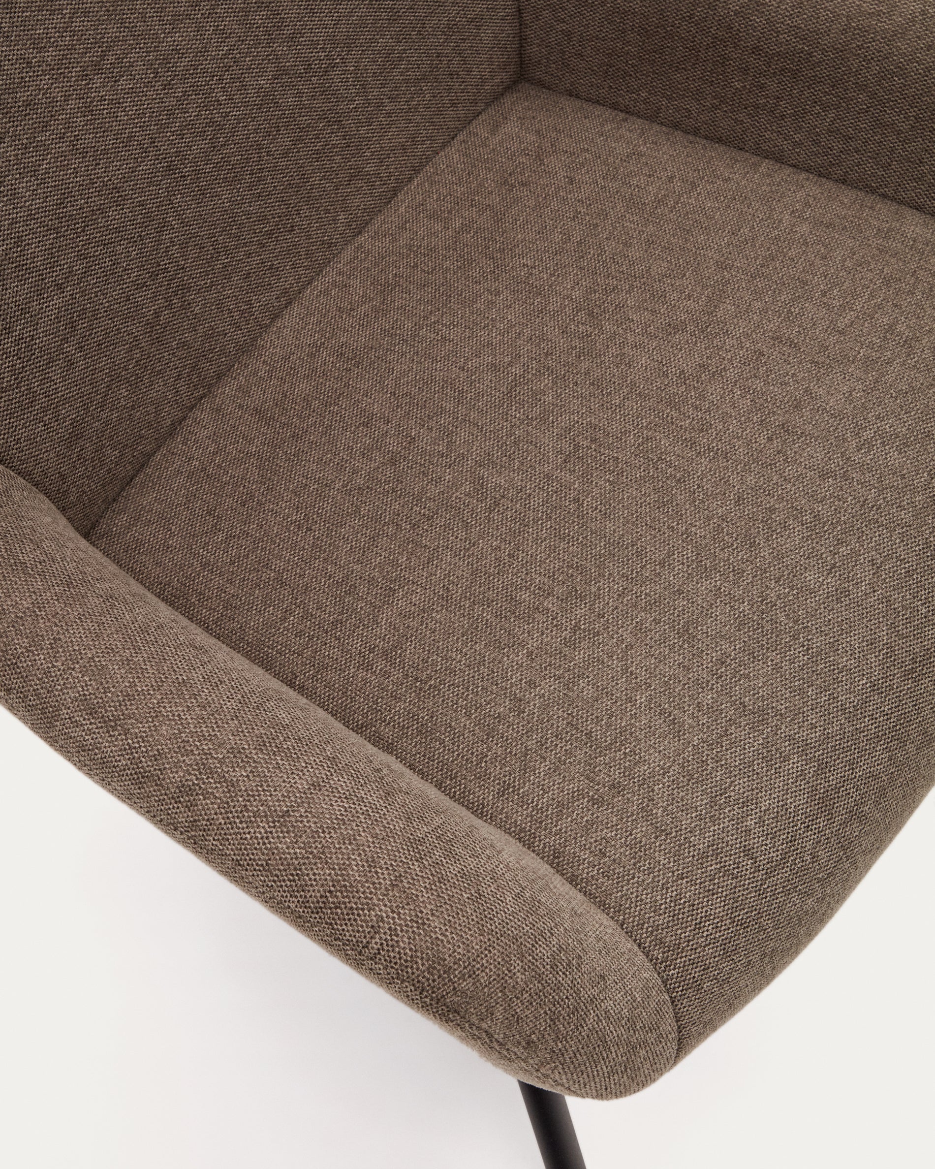 Belina chenille armchair in light brown and steel with black finish FSC 100% - Detail