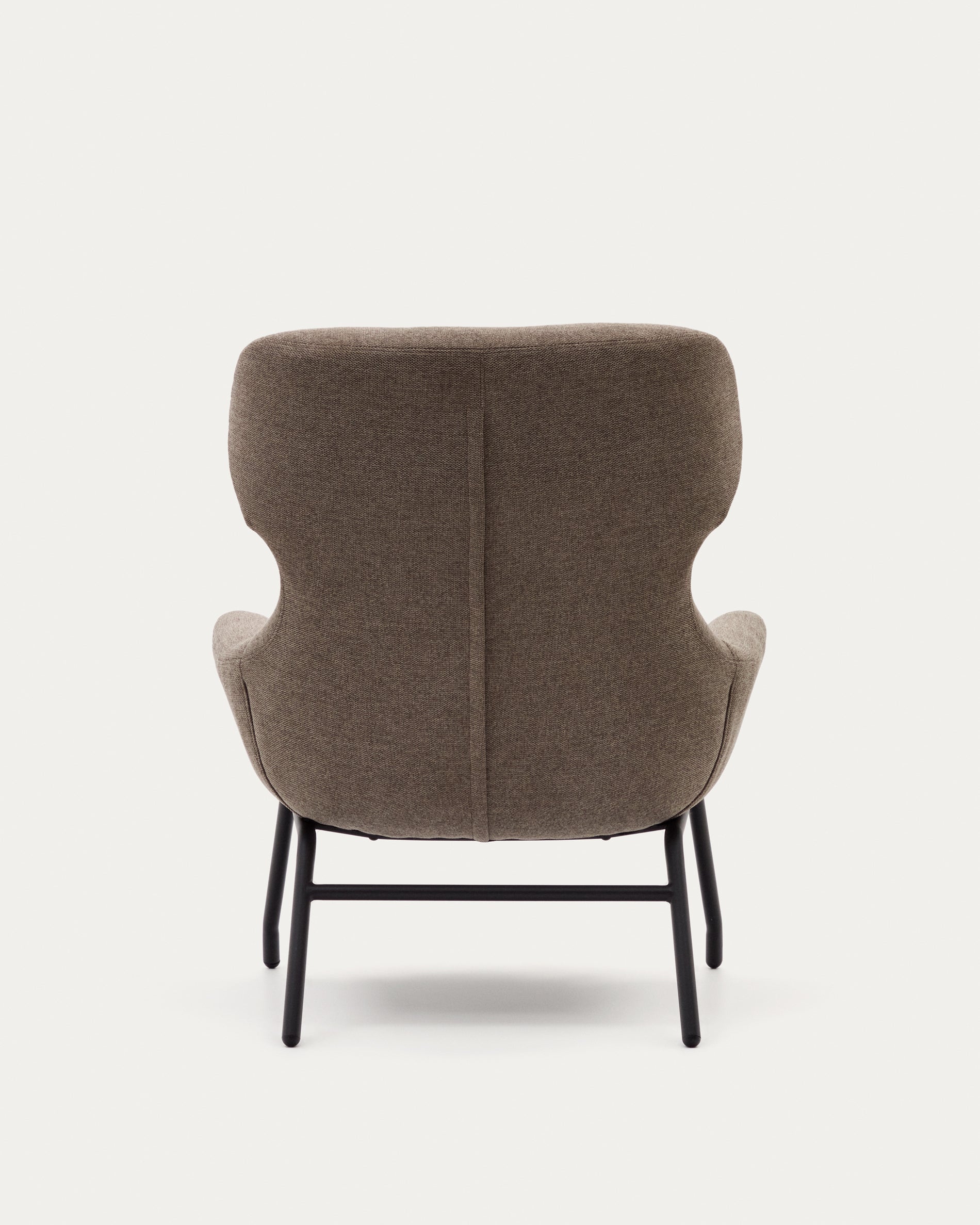Belina chenille armchair in light brown and steel with black finish FSC 100% - Product View
