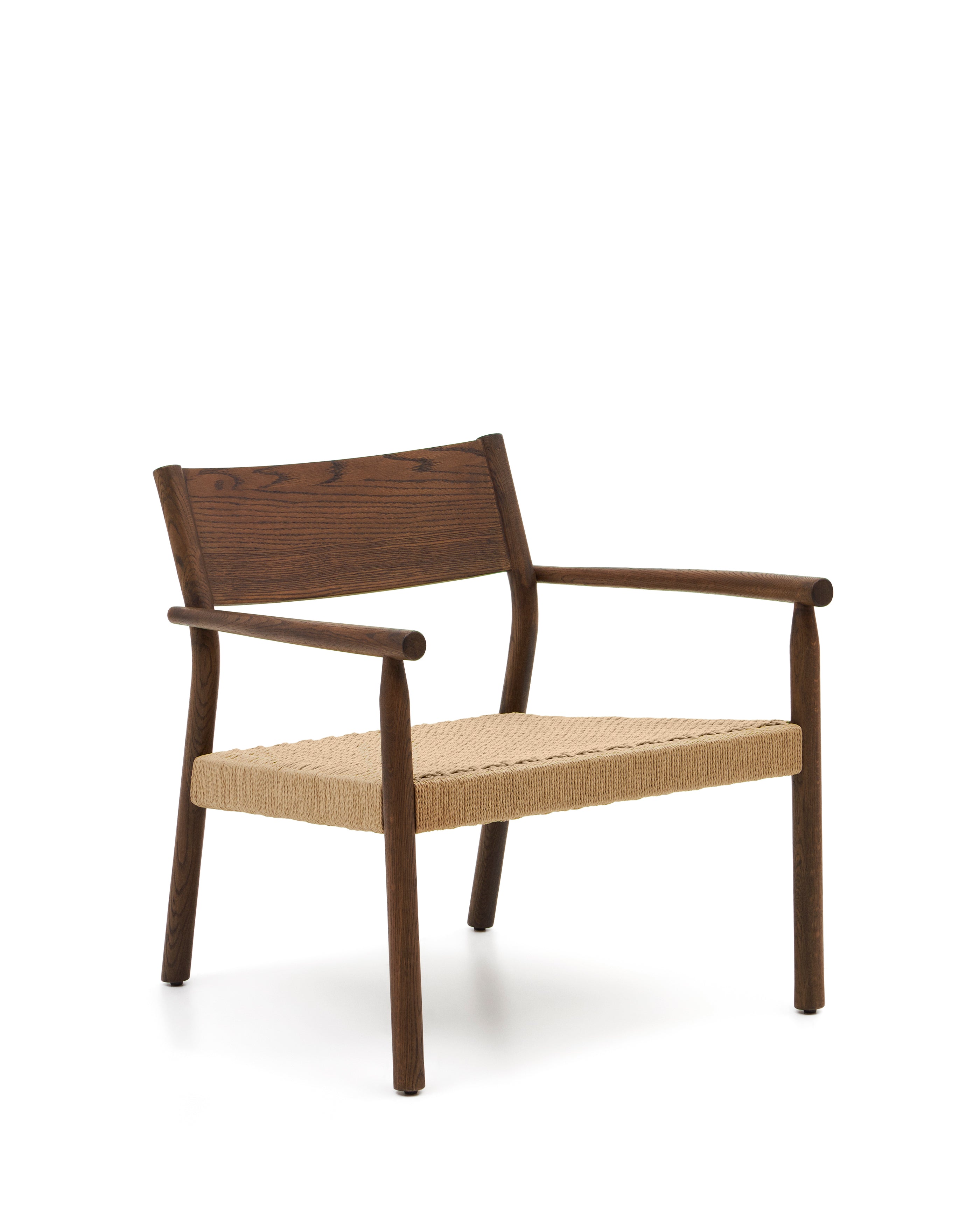 Yalia armchair in solid oak with a walnut finish and paper rope seat FSC 100% - Product Image