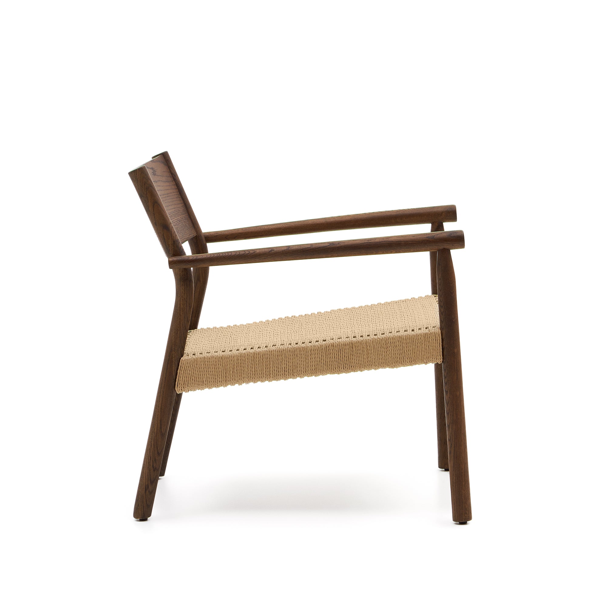 Yalia armchair in solid oak with a walnut finish and paper rope seat FSC 100% - Product Image