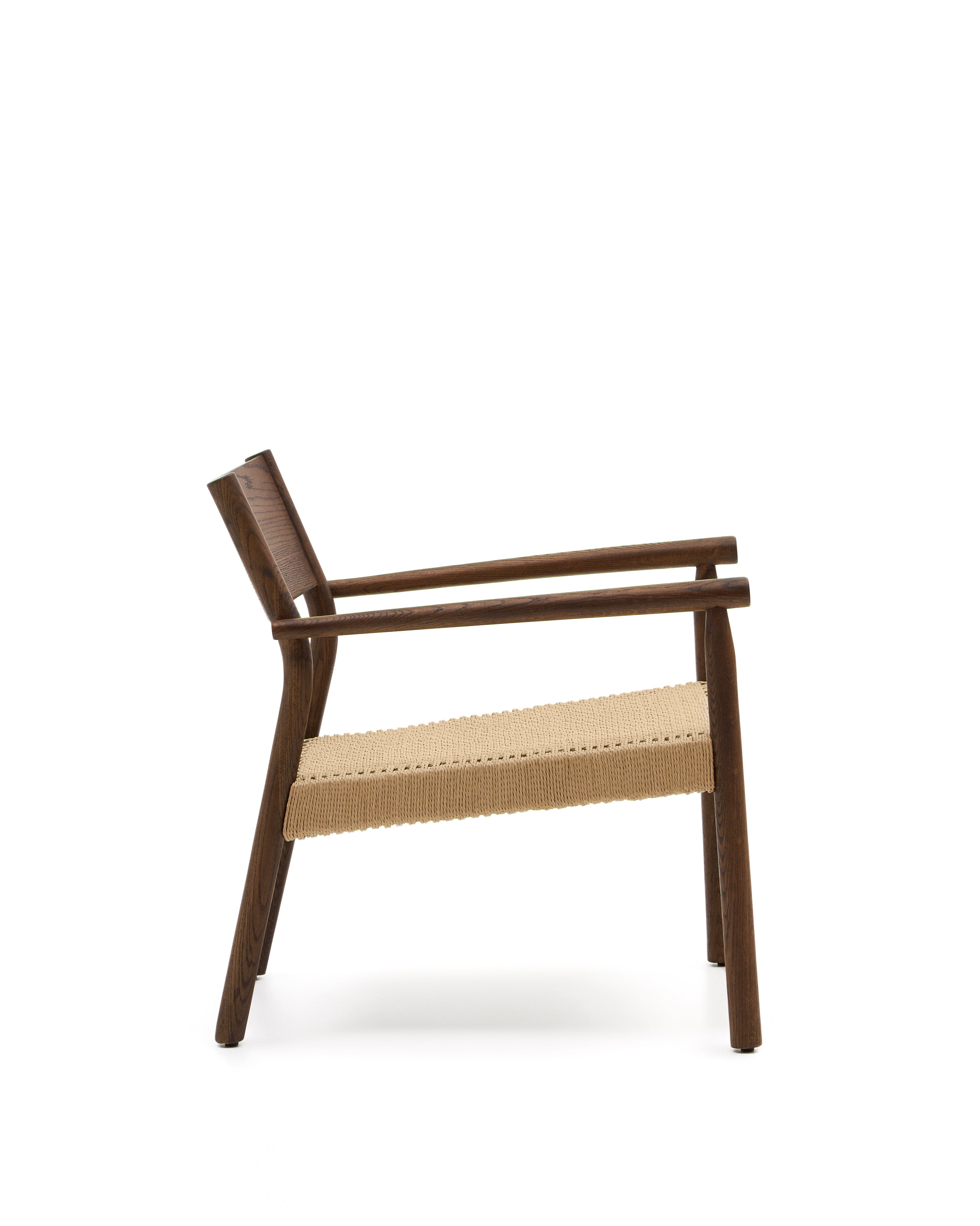 Yalia armchair in solid oak with a walnut finish and paper rope seat FSC 100% - Product Image
