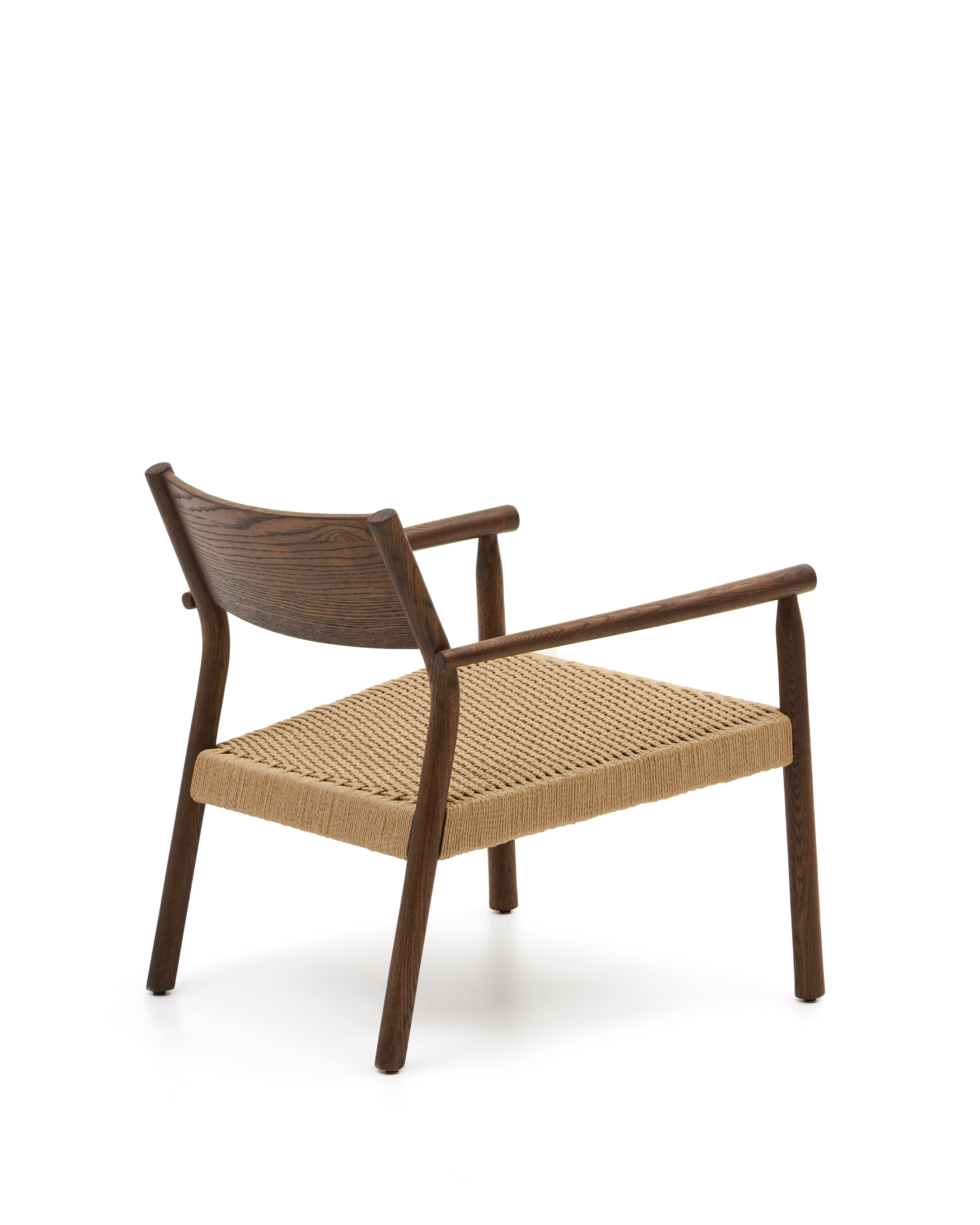 Yalia armchair in solid oak with a walnut finish and paper rope seat FSC 100% - Product Image